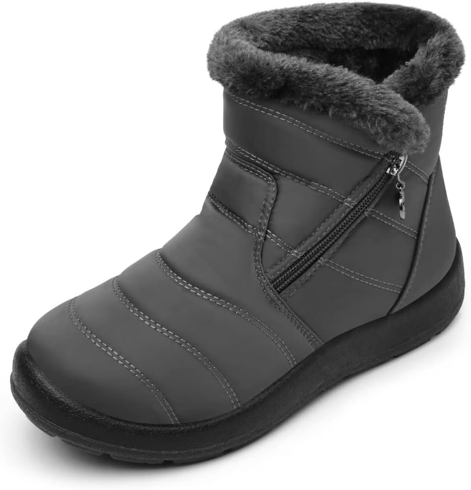 Cheval Winter Snow Zip Up Boots for Women, Fur Lined Warm Ankle Booties, Outdoor...