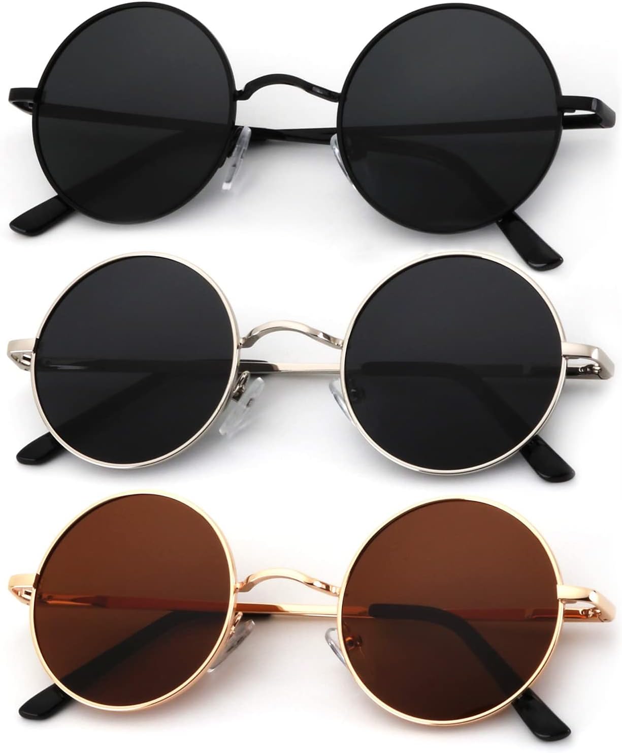 KALIYADI Round Polarized Sunglasses for Men Women Retro Metal Hippie Circle Styl...