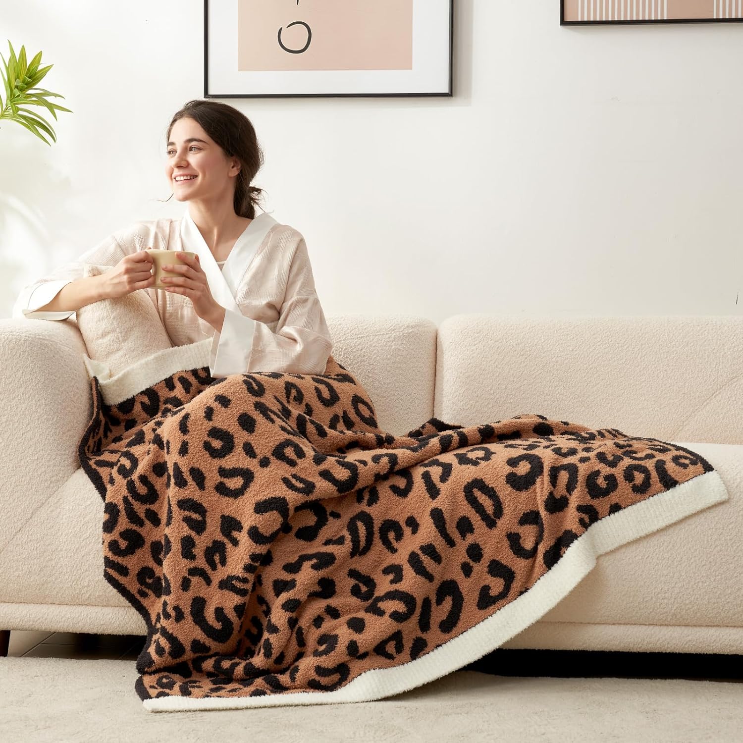 Snuggle Sac Ultra Soft Blanket Black Leopard Twin Size - Reversible Oversized Ch...
