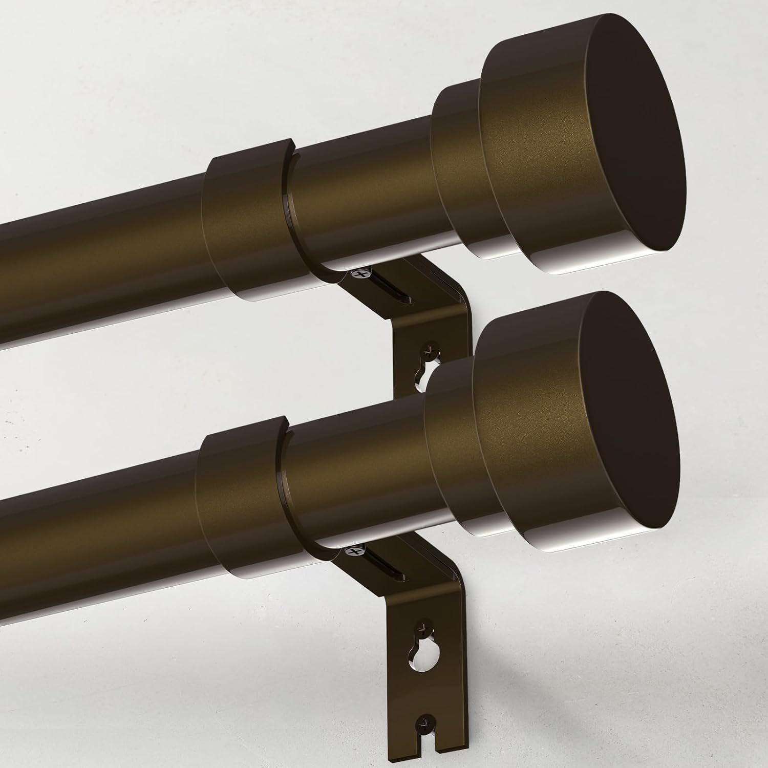 Heavy Duty Curtain Rods for Windows 72 to 144 Inch, 1 Inch Bronze Curtain Rods S...
