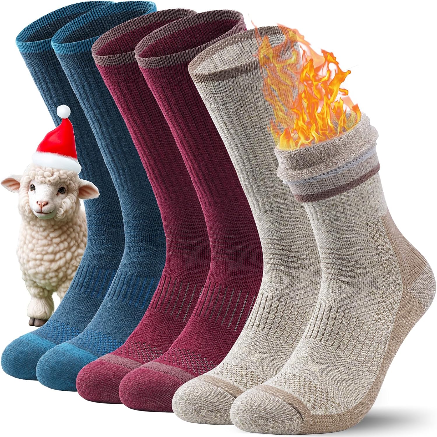 TANSTC Mens Socks Merino Wool Thermal Socks for Men & Women Warm Winter Thick So...