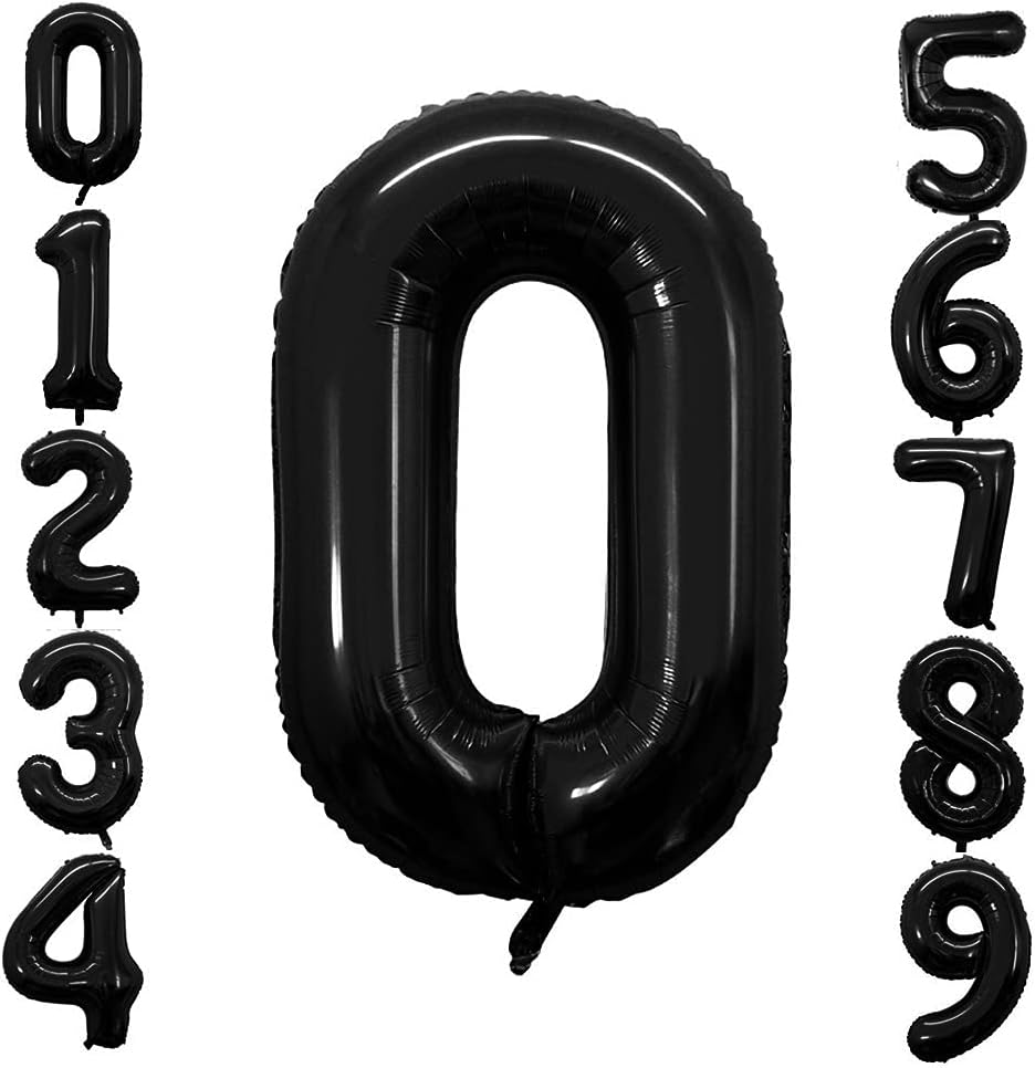 GOER 2 Pcs 42 Inch Black Foil Balloons Number 0 for 10th 20th 30th 40th 50th 60t...