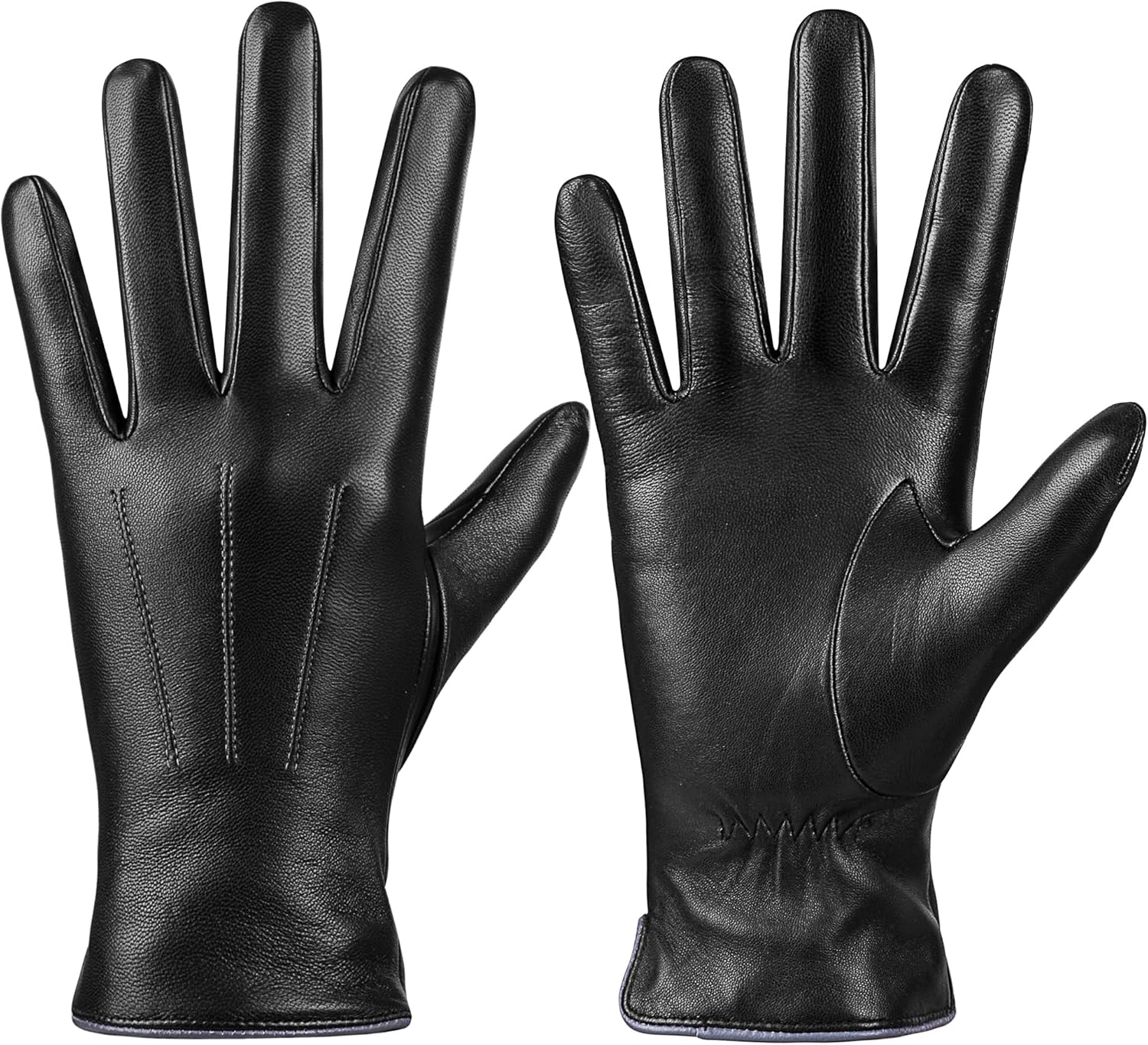 Winter Sheepskin Leather Gloves for Women,Intelligent Texting Wool Lined Touch S...
