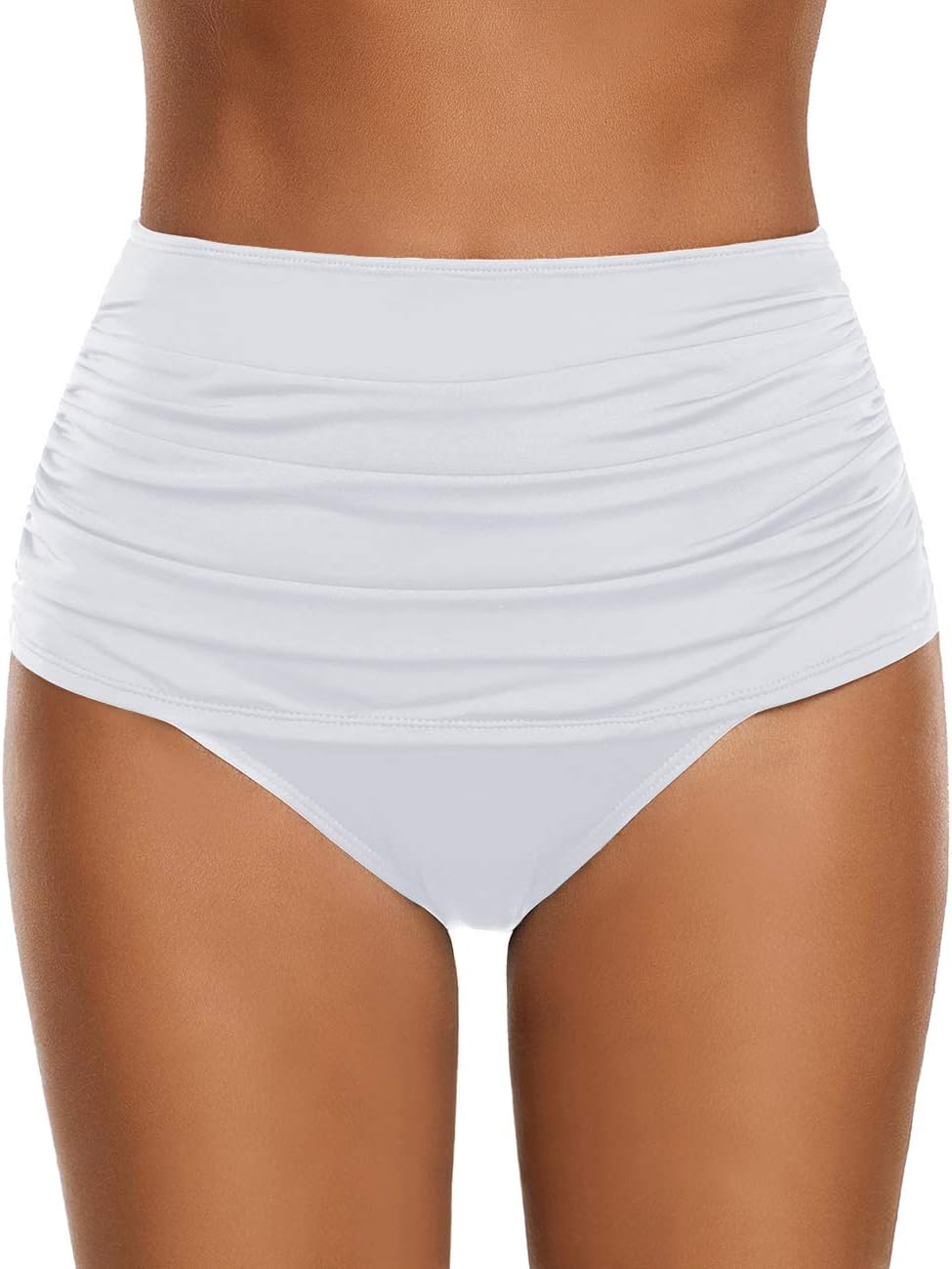 GRAPENT Women's High Waisted Swim Bottom Ruched Bikini Tankini Swimsuit Briefs X...