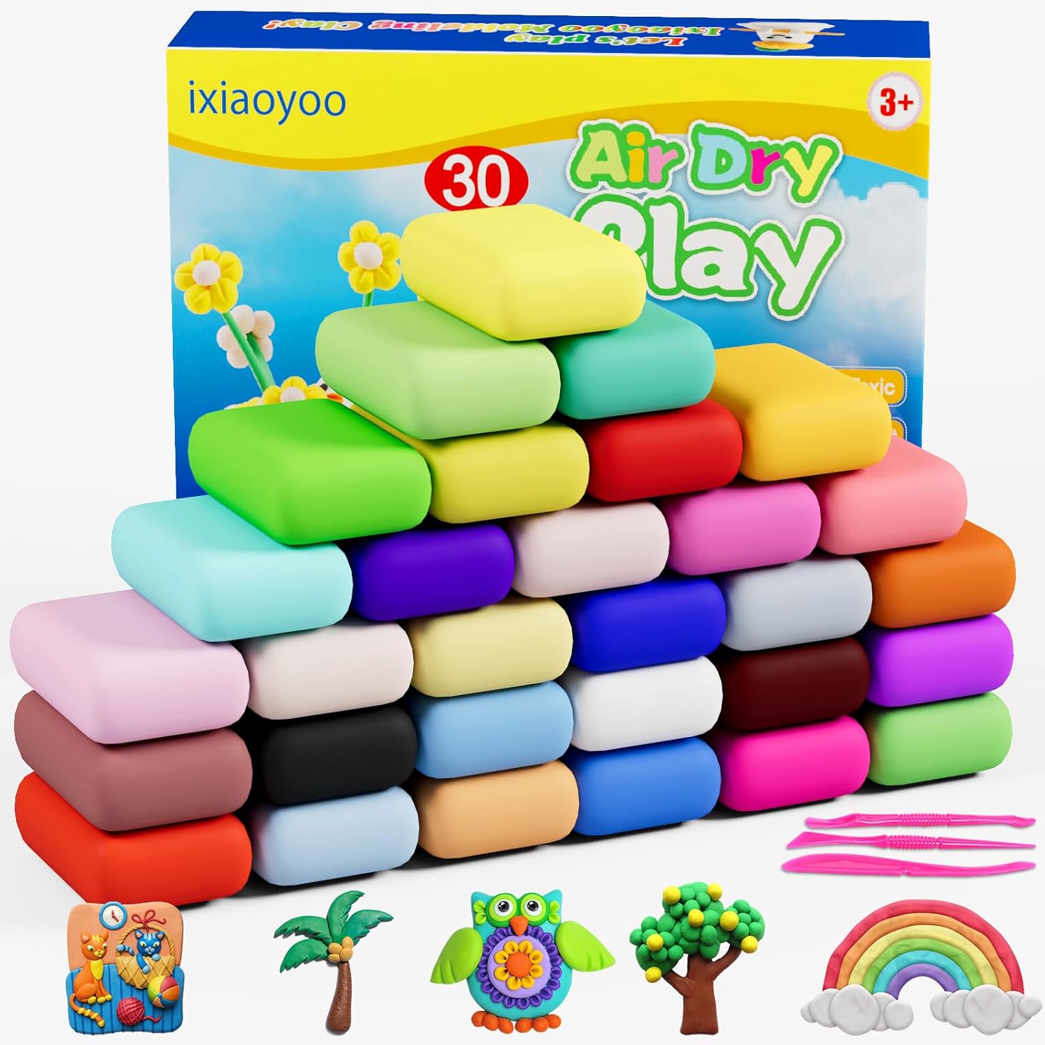 Ixiaoyoo Air Dry Clay, Modelling Clay for Kids, 30 Colors DIY Molding Magic Clay...