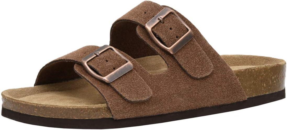 CUSHIONAIRE Women's Lane Cork Footbed Sandal With +Comfort 9.5 Brown Vegan Suede