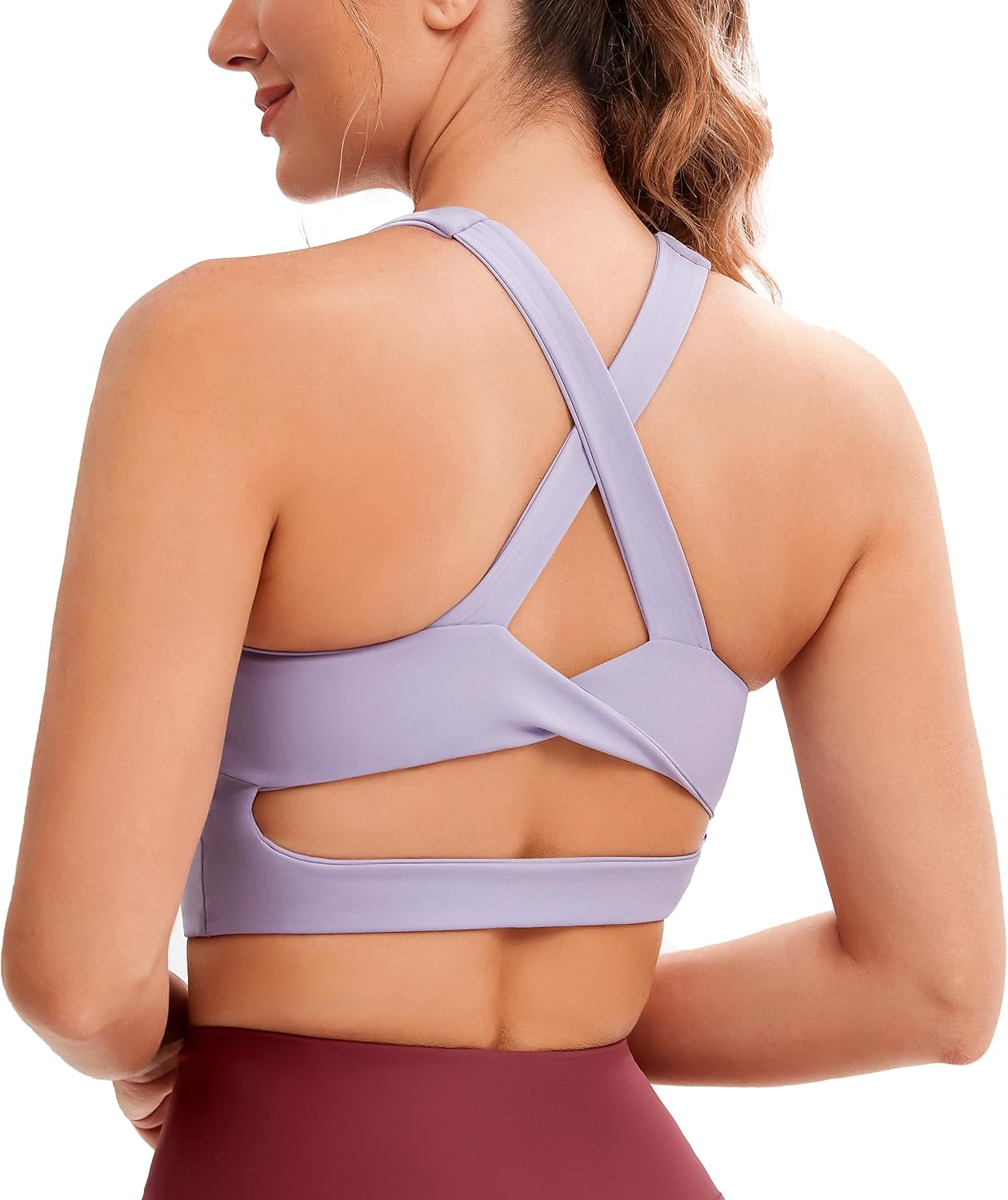 Sports Bras for Women Criss-Cross Back Padded Workout Tank Tops Medium Support C...