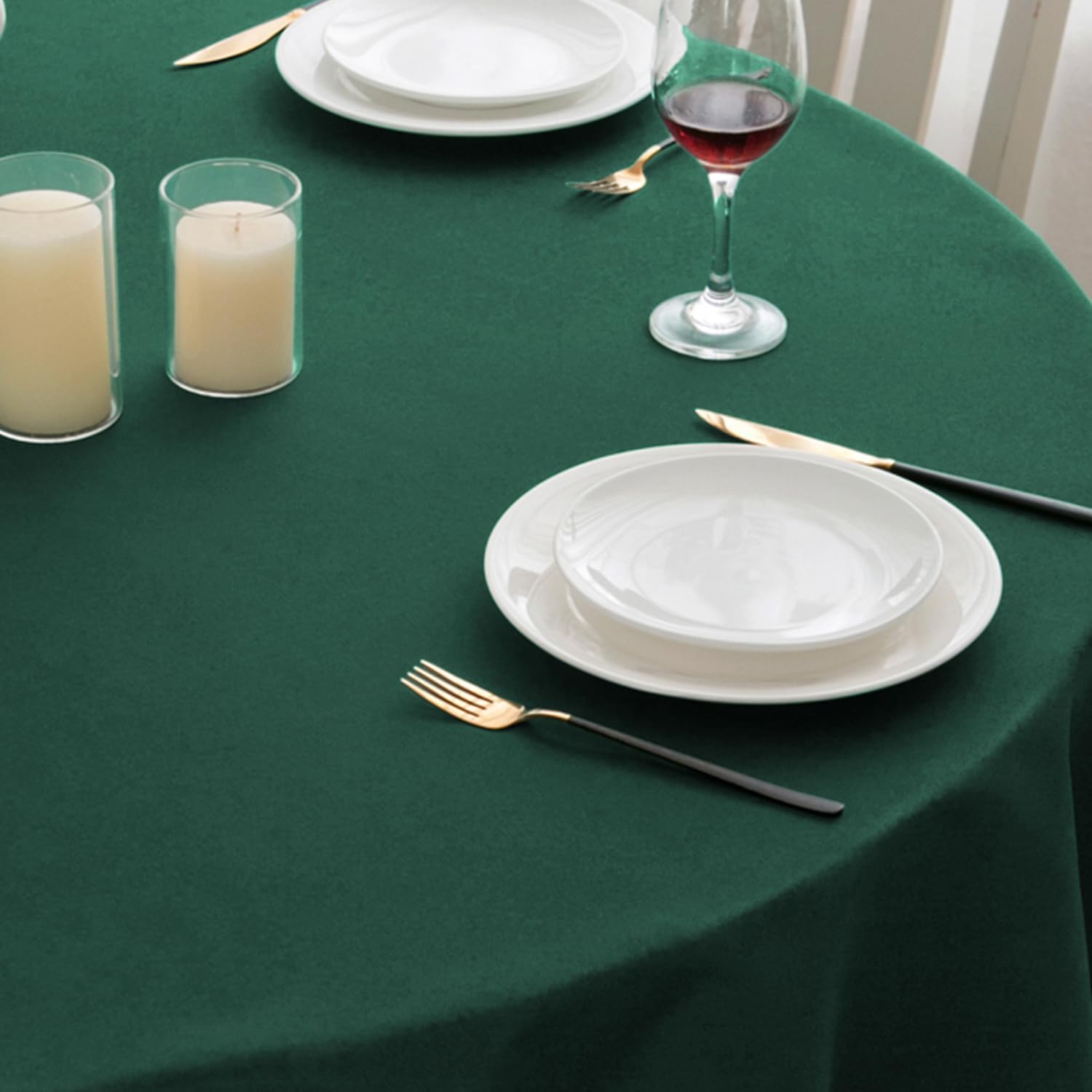Romanstile small Round Tablecloth Green Christmas 120cm,water resistant Stain Re...