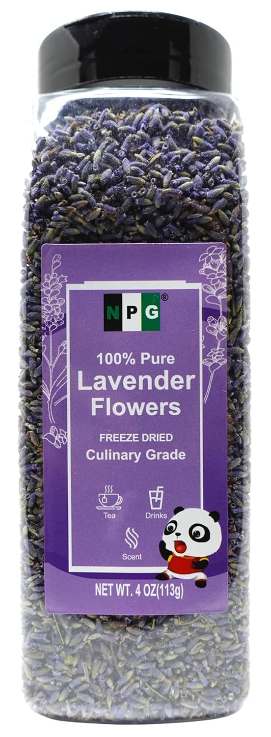 NPG Freeze Dried Lavender Flowers 4 Oz, Culinary Grade Lavender Buds for Tea, Ba...