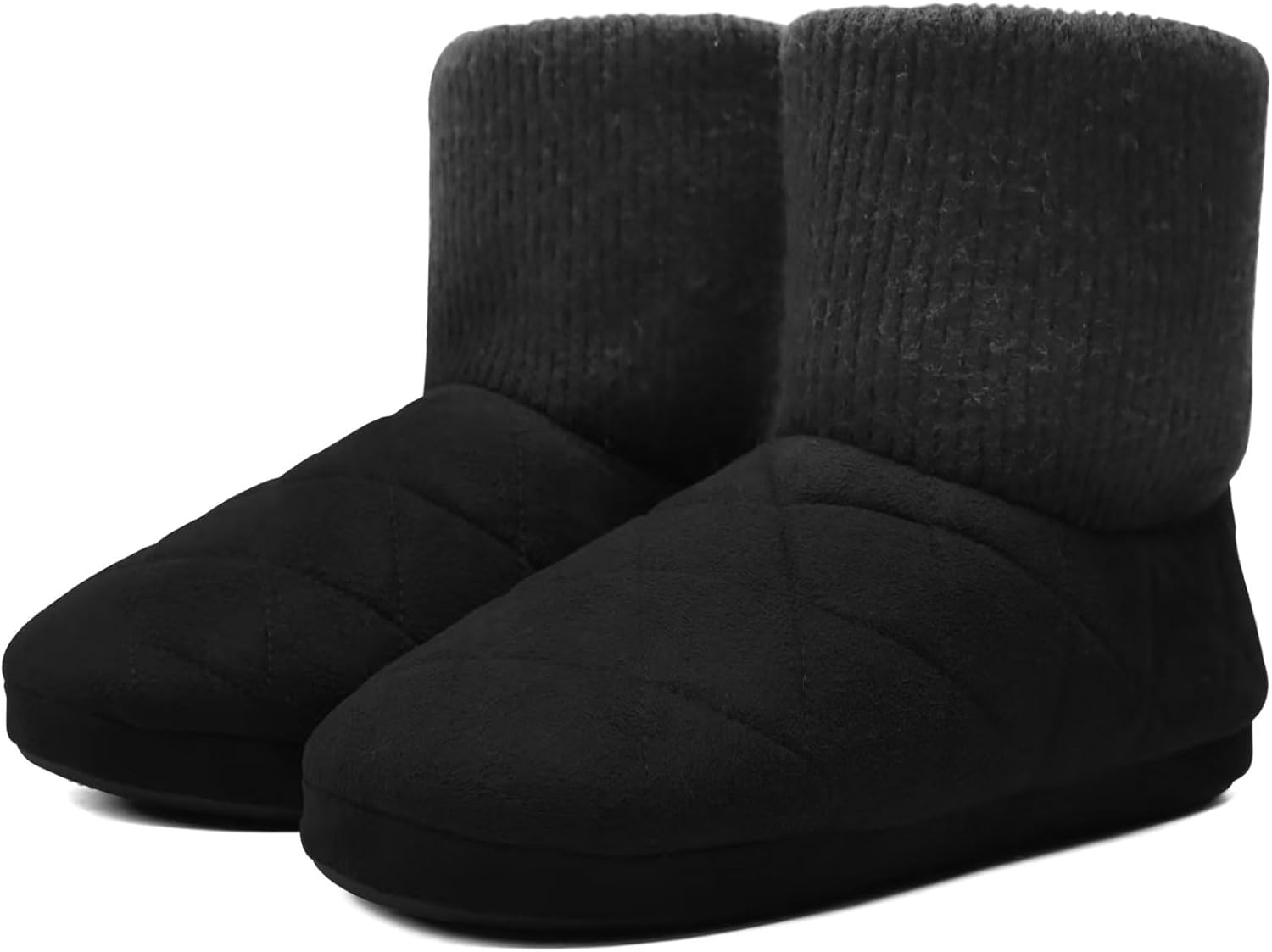 KuaiLu Mens Slippers Knitted Wool-Like Plush Fleece Lined Slipper Boots Winter W...