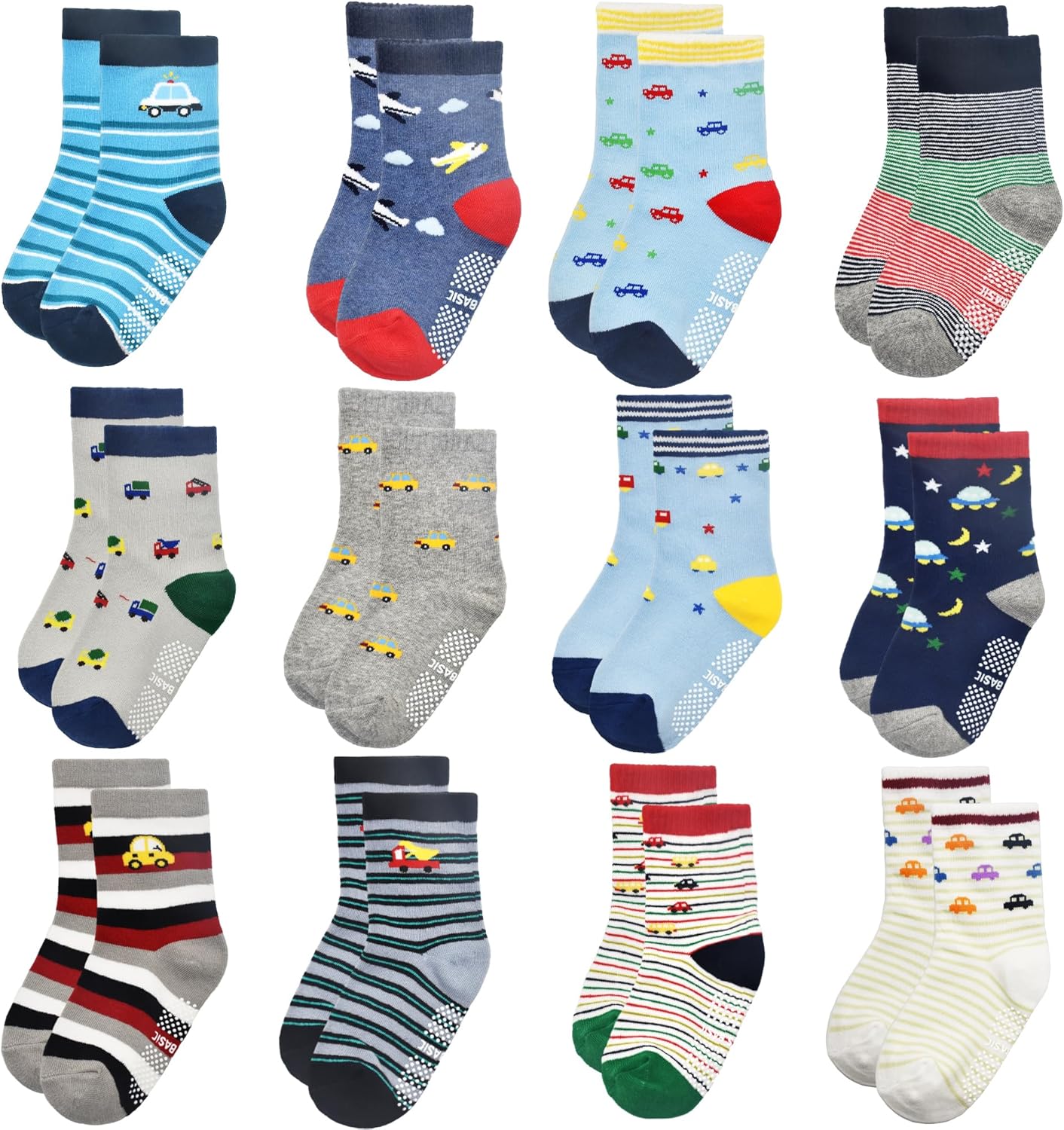 ELUTONG Toddler Baby Grip Socks-Cute Kid's Non Slip Socks-12 Pairs Of Baby’s Soc...