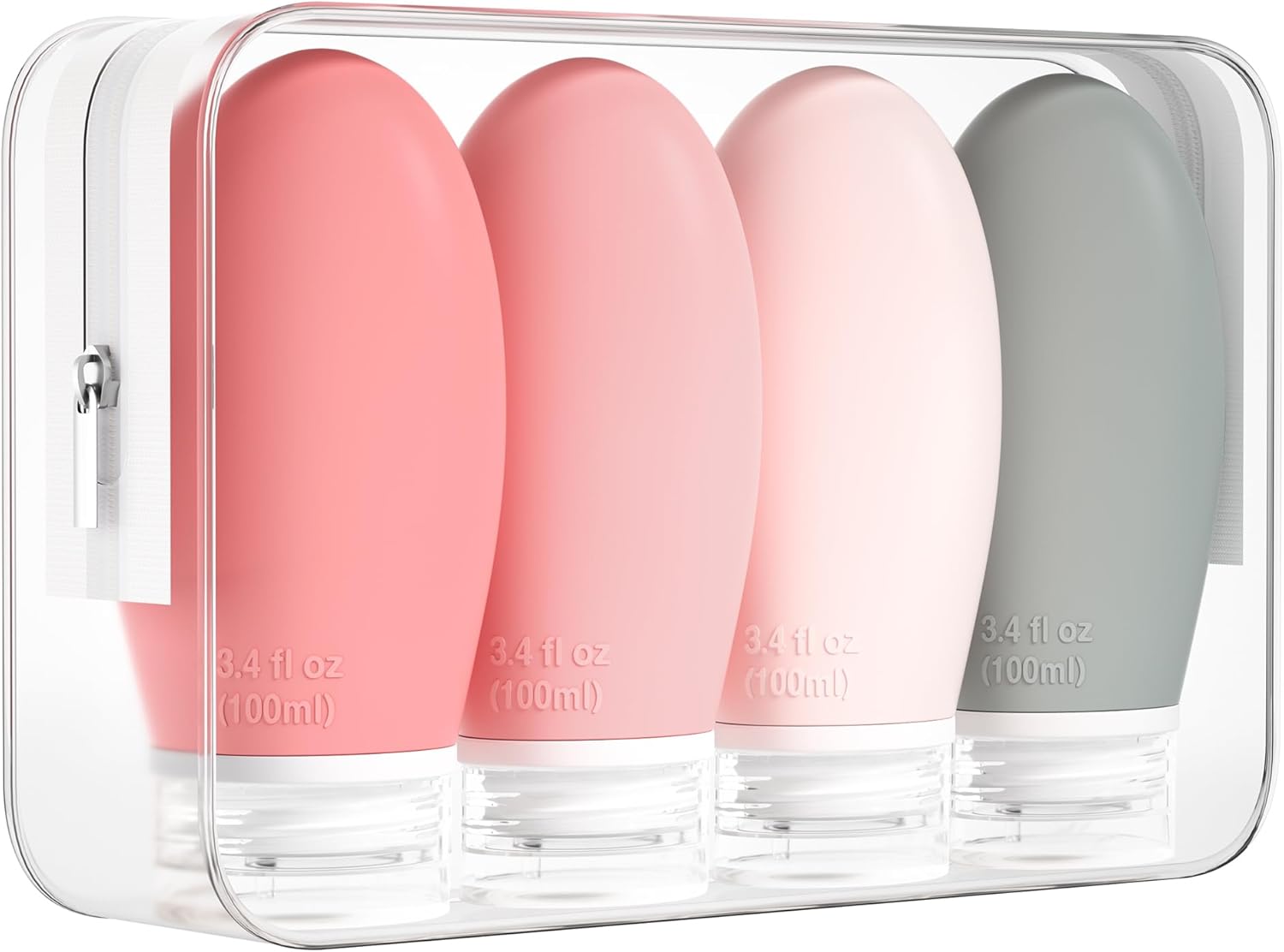 Morfone 100ml Silicone Travel Bottle for Toiletries, 4 Pack Leak Proof Refillabl...