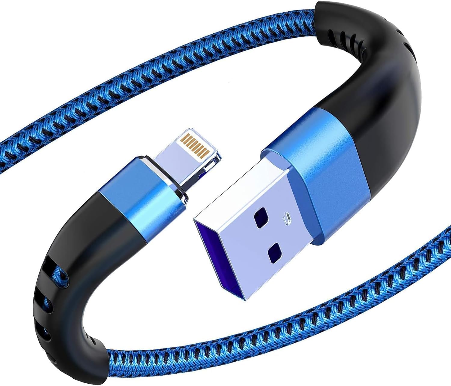 3Pack iPhone Charger Cable 2m, Apple Charging Cable Braided iPhone USB Lead 2 Me...