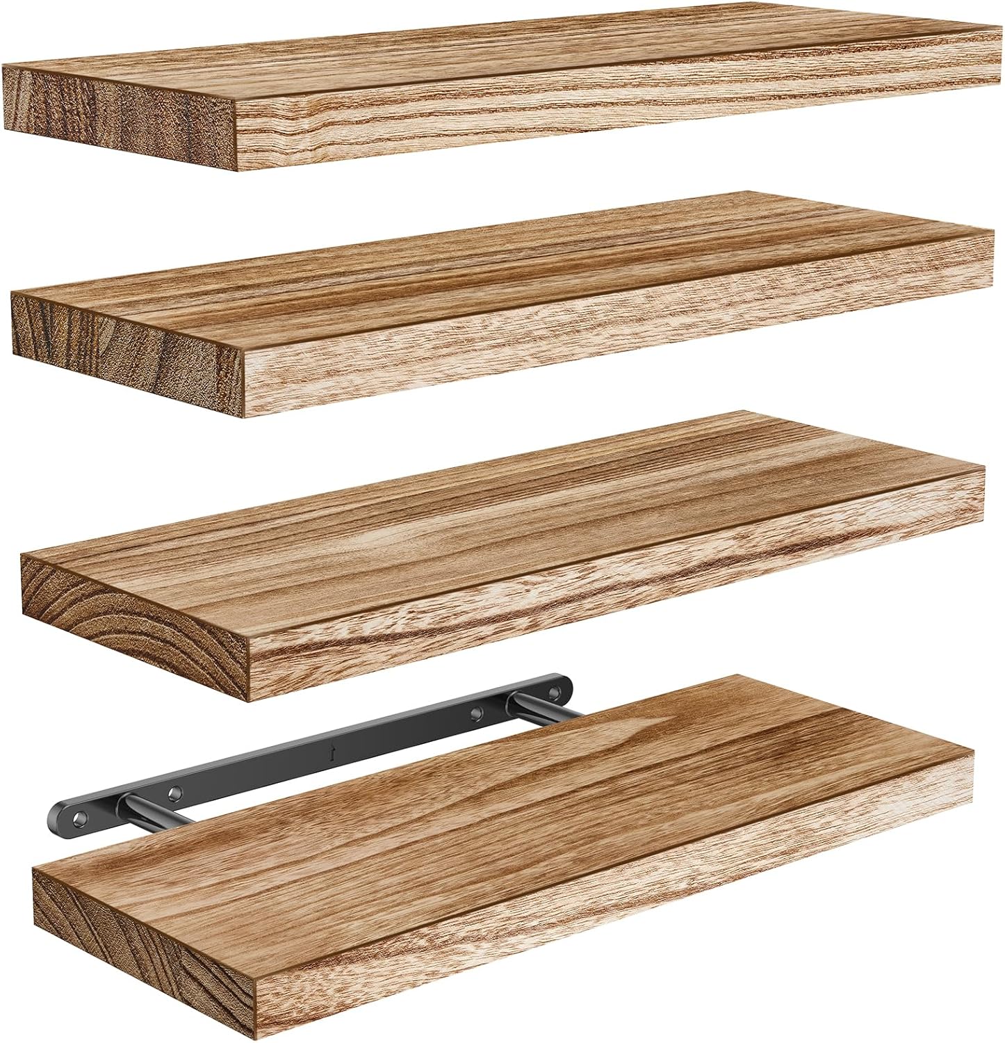 AMADA HOMEFURNISHING Floating Shelves, Paulownia Wood Wall Shelves for Bathroom/...