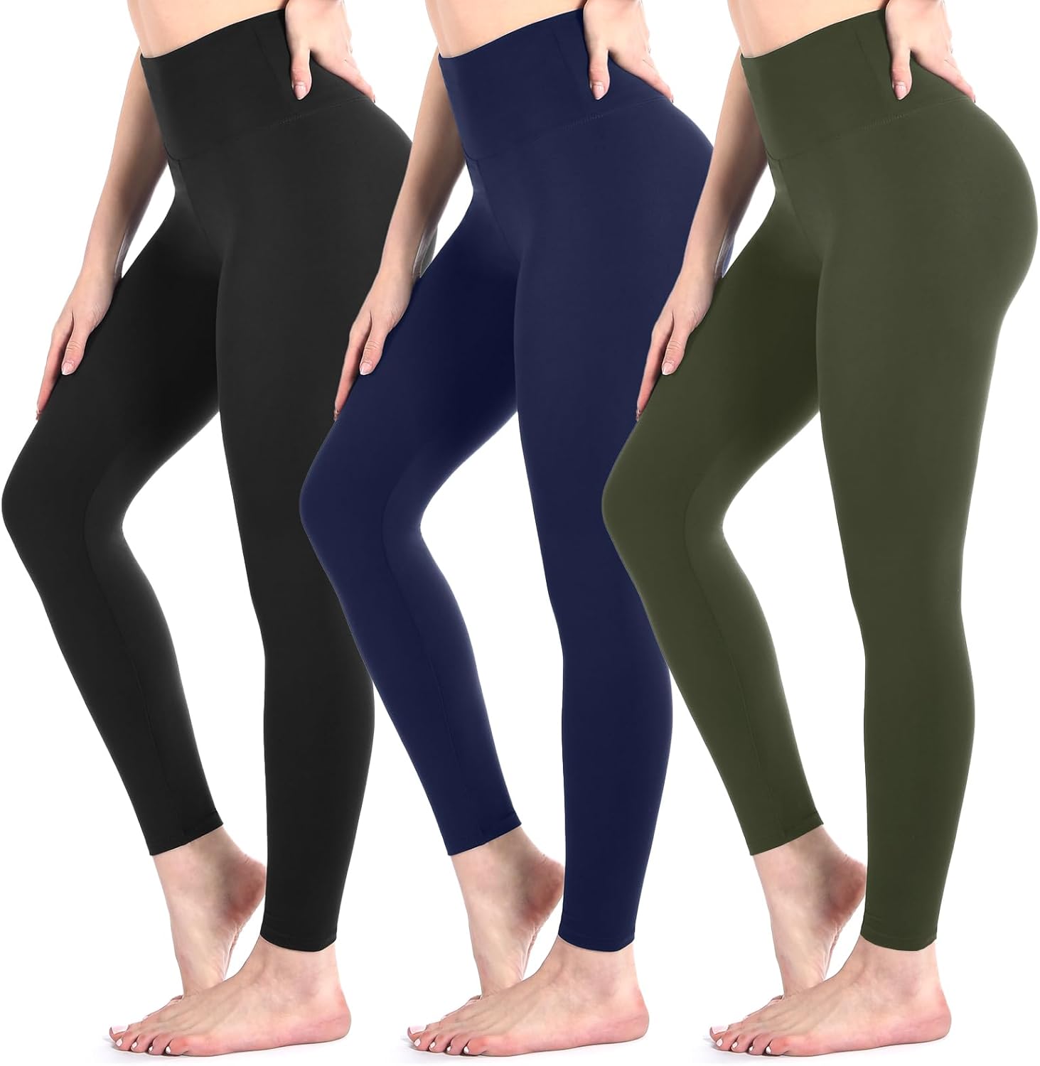 Sanpetix 3 Pack Black Leggings for Women, High Waisted Buttery Soft Leggings for...