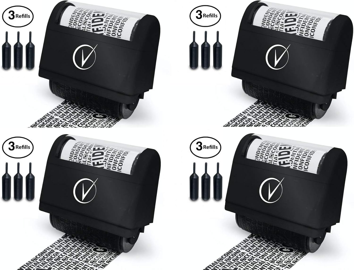 Vantamo Identity Theft Protection Roller Stamp Wide Kit, Including 3-Pack Refill...