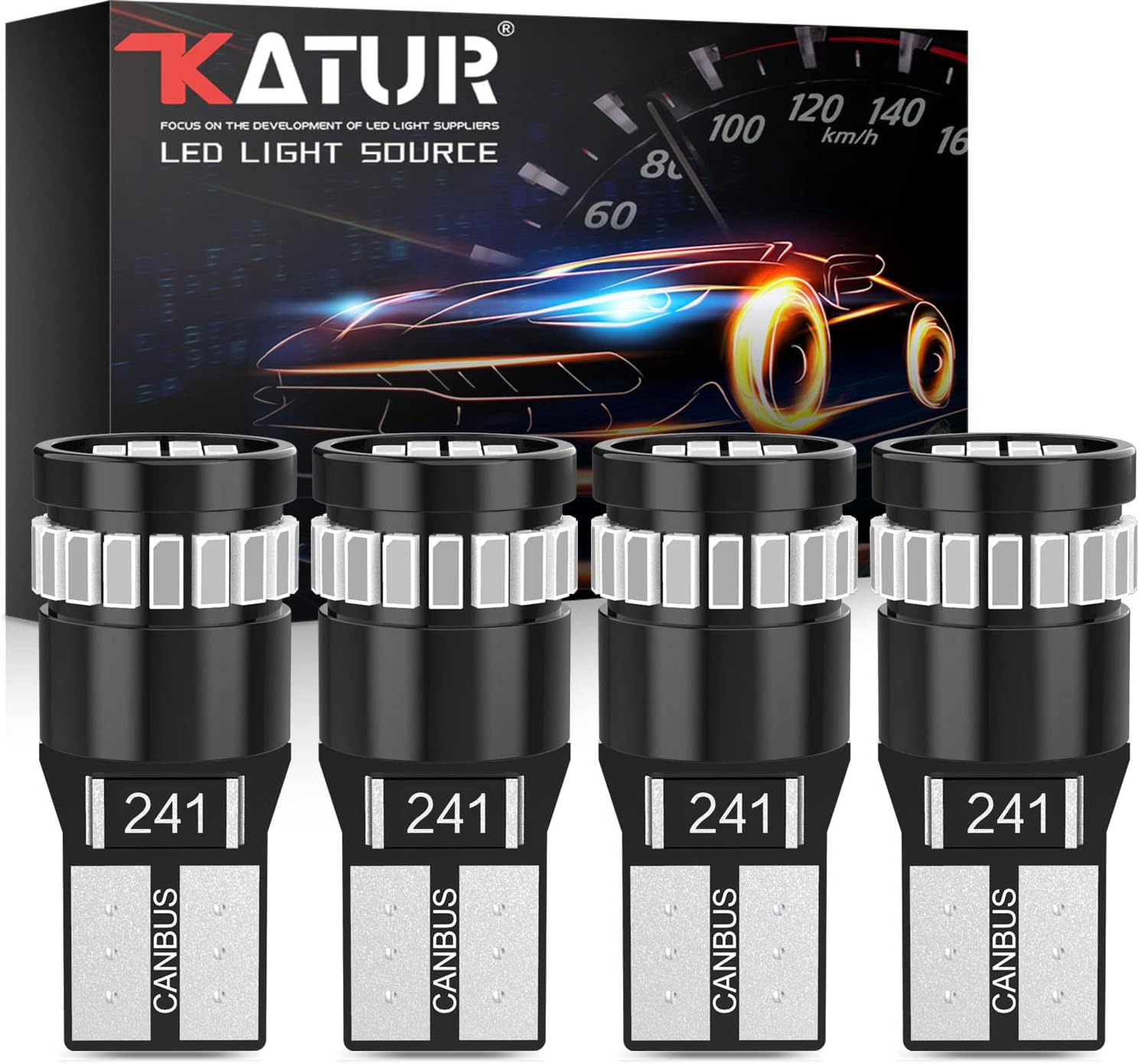 KATUR 194 LED Light Bulb Brilliant Red Super Bright 168 2825 W5W T10 Wedge 24-SM...