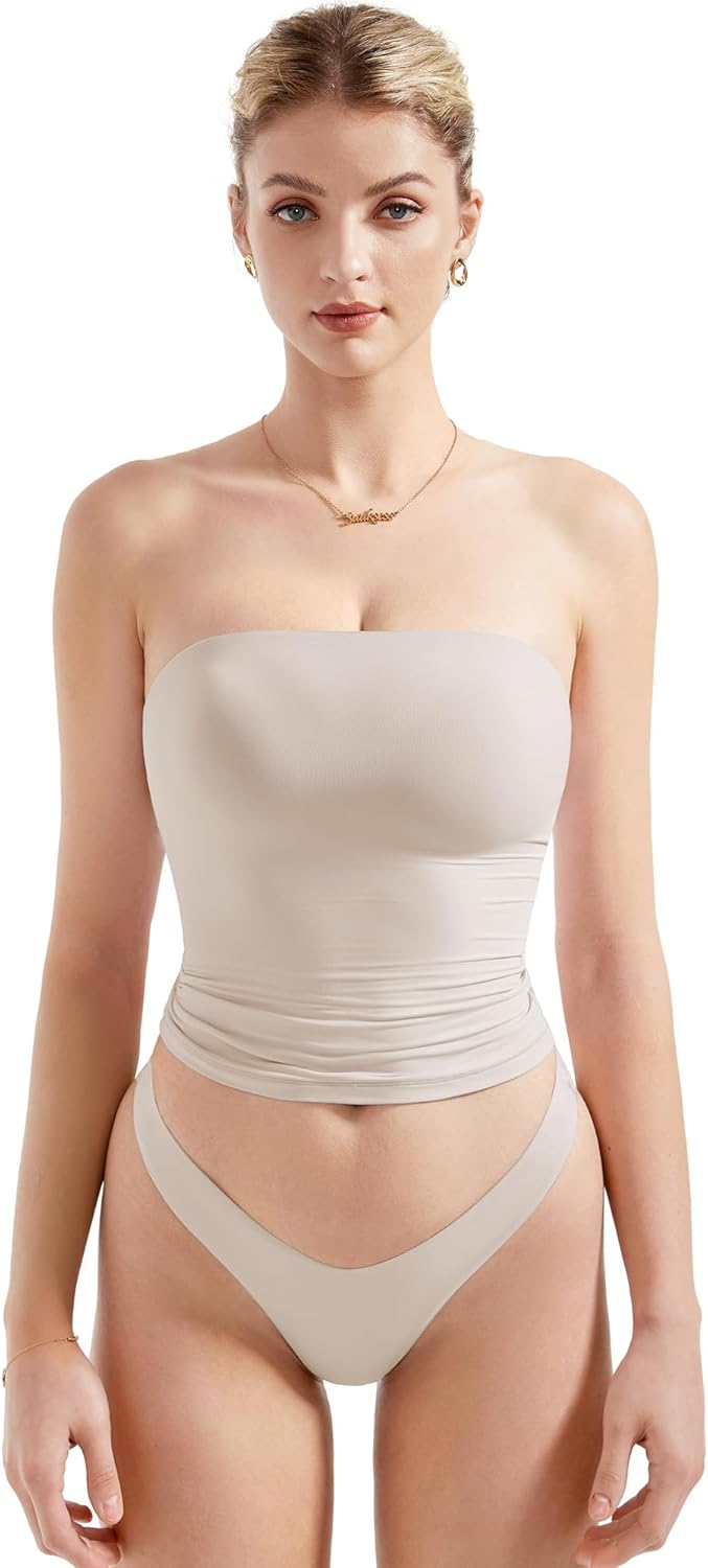 SUUKSESS Women Sexy Tube Top Summer Y2K Going Out Double Lined Basic Tank Top X-...