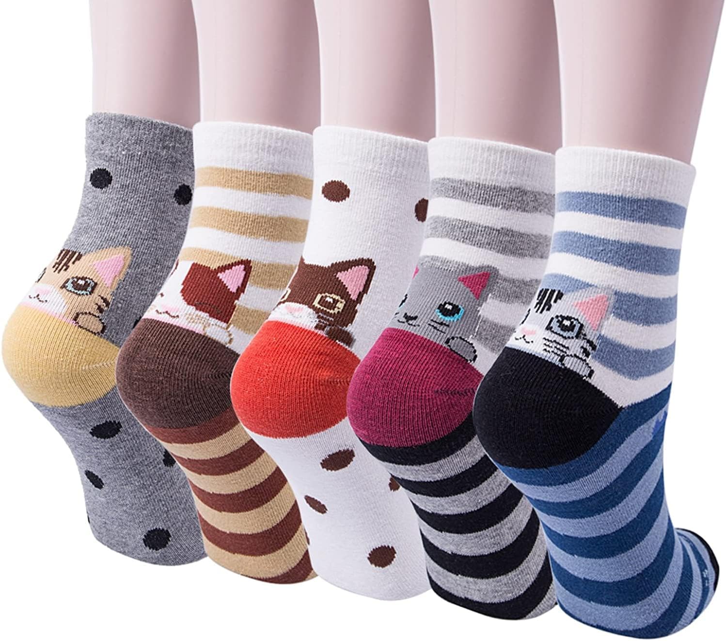 Chalier Cozy 5 Pairs Women Socks Funny Cute Animal Ladies Socks Cat Dog Socks Gi...
