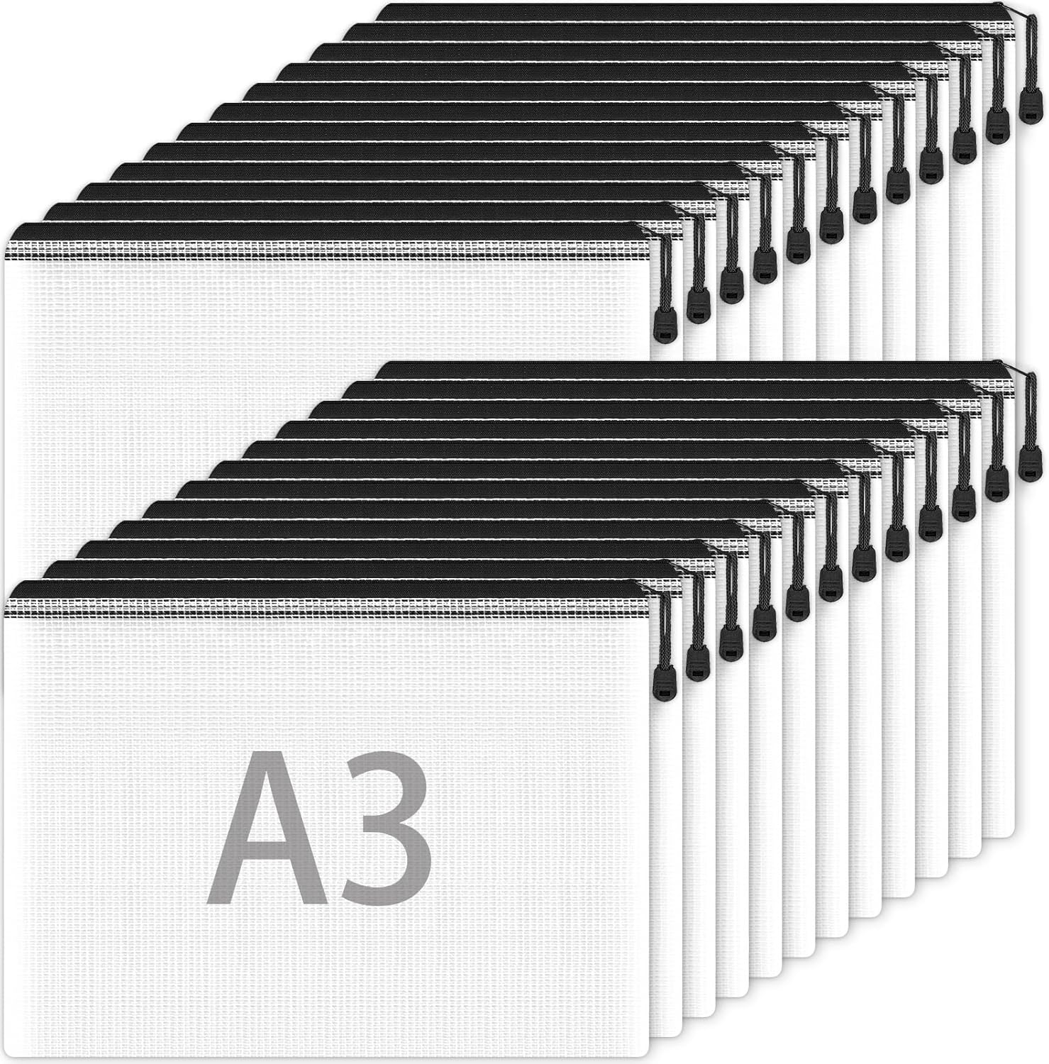 Plastic Wallets A3-24PCS A3 Plastic Folders Zip Wallets Document Folder Zip Lock...