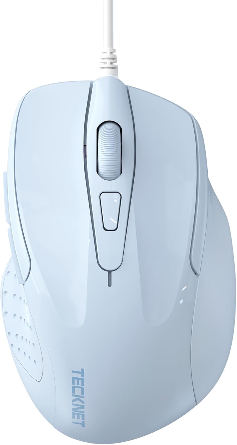 TECKNET USB Wired Mouse, 6400 DPI Mice 4 Adjustable DPI with 6-Button Corded Mou...