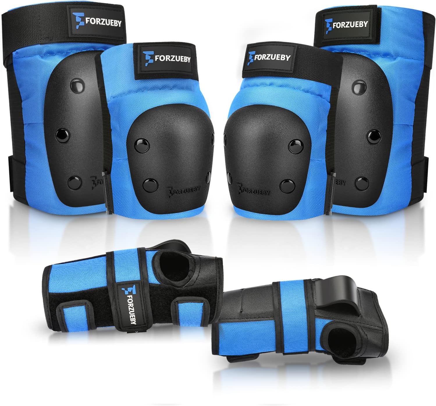 Forzueby Adult/Kids Knee Pads Elbow Pads Wrist Guards 6 in 1 Protective Gear Set...