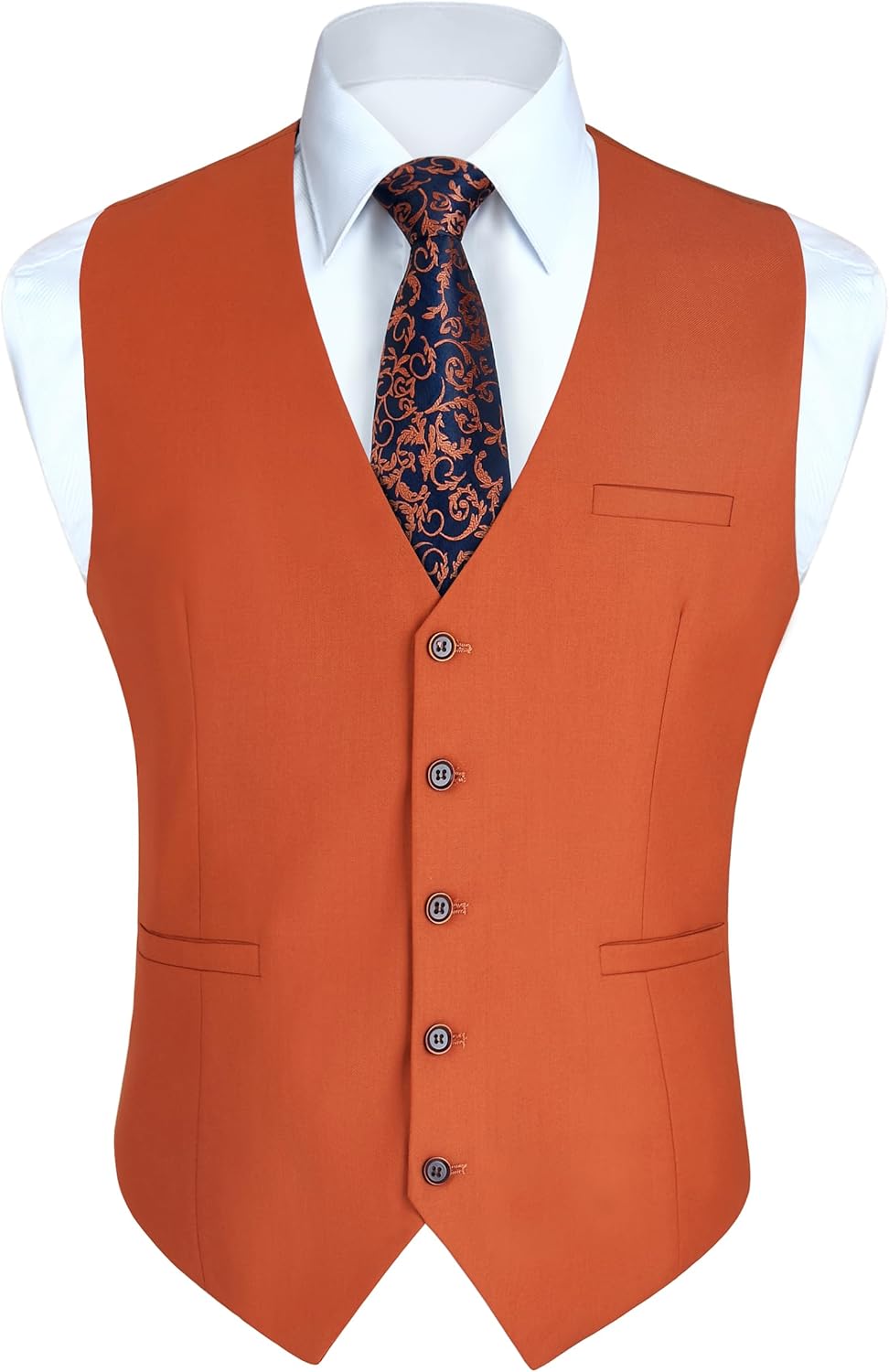 HISDERN Men's Suit Vest Business Formal Dress Waistcoat Vest with 3 Pockets for...