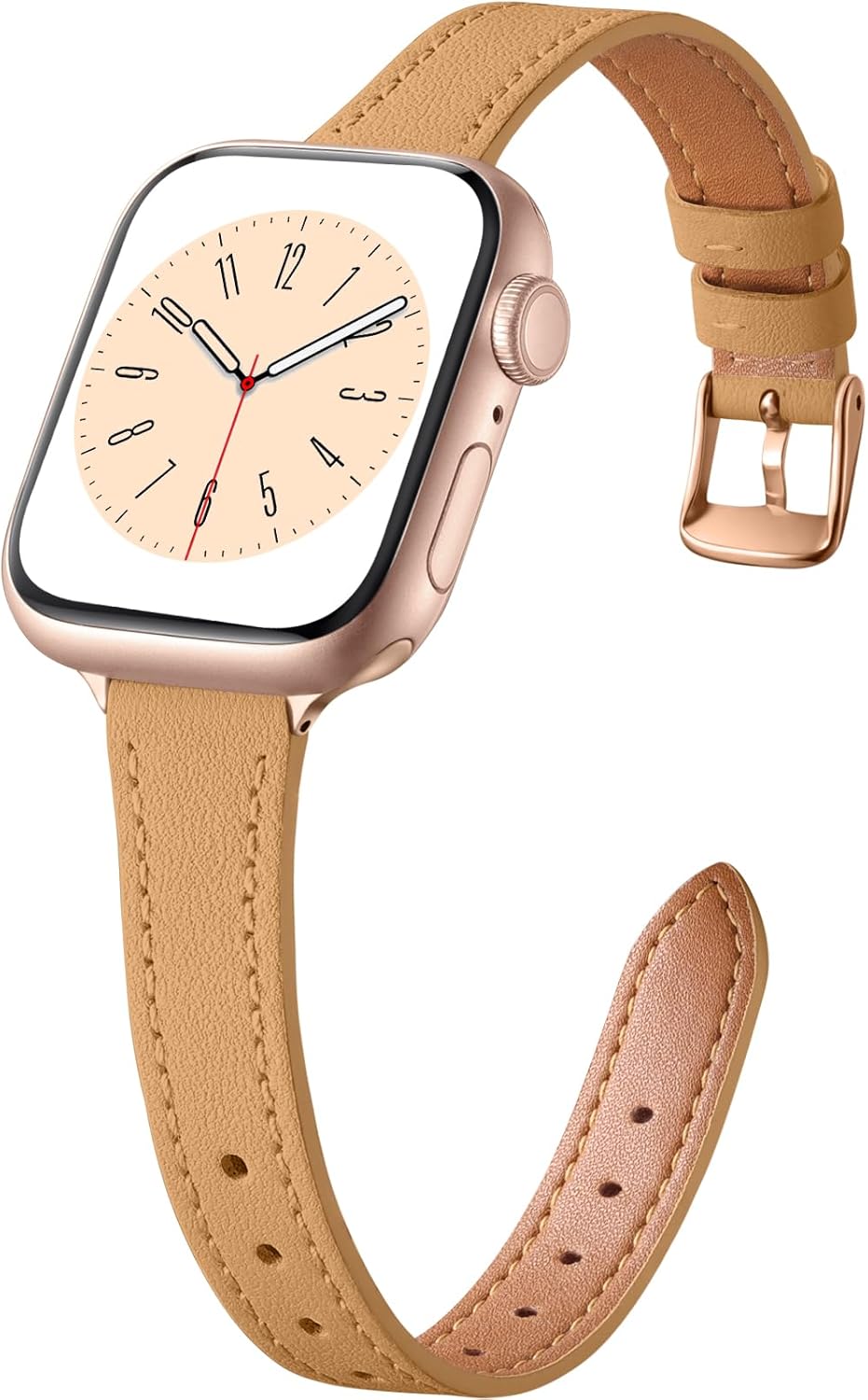 Charlam Slim Leather Band Compatible with Apple Watch Band 40mm 38mm 41mm 42mm 4...