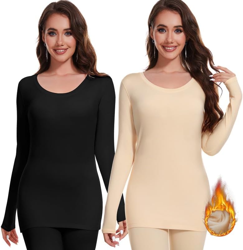 SIMIYA Long Sleeve Thermal Shirts for Women Crew Neck Soft Base Layer Women Cold...
