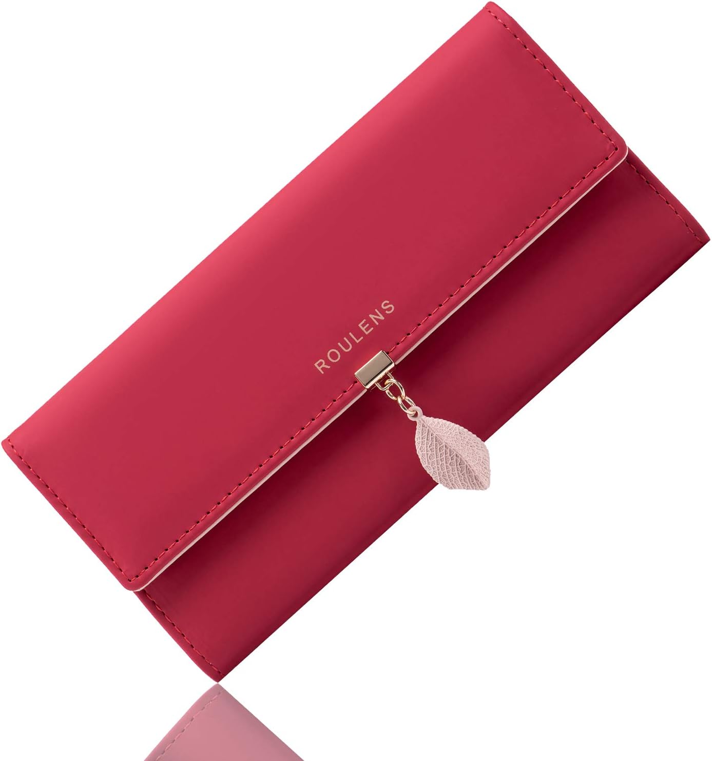 Roulens Ladies Purse, RFID Blocking PU Leather Wallet for Women Leaf Pendant Zip...