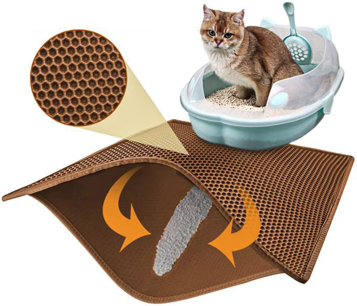 Pieviev Cat Litter Mat Litter Tray Mat of Large Size Double Layer Honeycomb Larg...