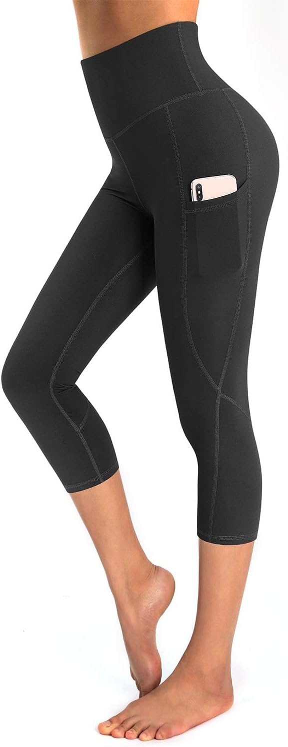 OUGES Womens High Waist Yoga Pants with Pockets Workout Running Gym Leggings L B...