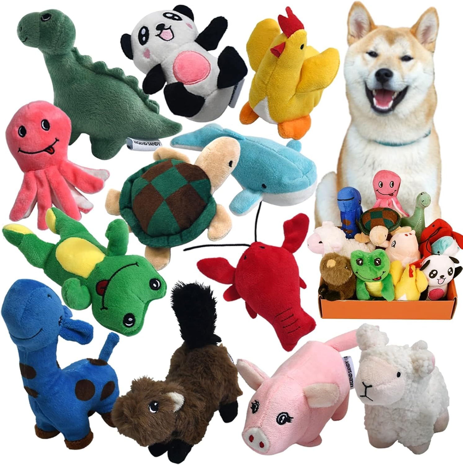 LEGEND SANDY Squeaky Plush Dog Toy Pack for Puppy, Small Stuffed Puppy Chew Toys...