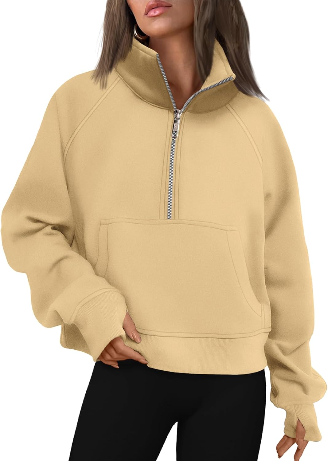 AUTOMET Womens Sweatshirts Half Zip Cropped Pullover Fleece Quarter Zipper Hoodi...