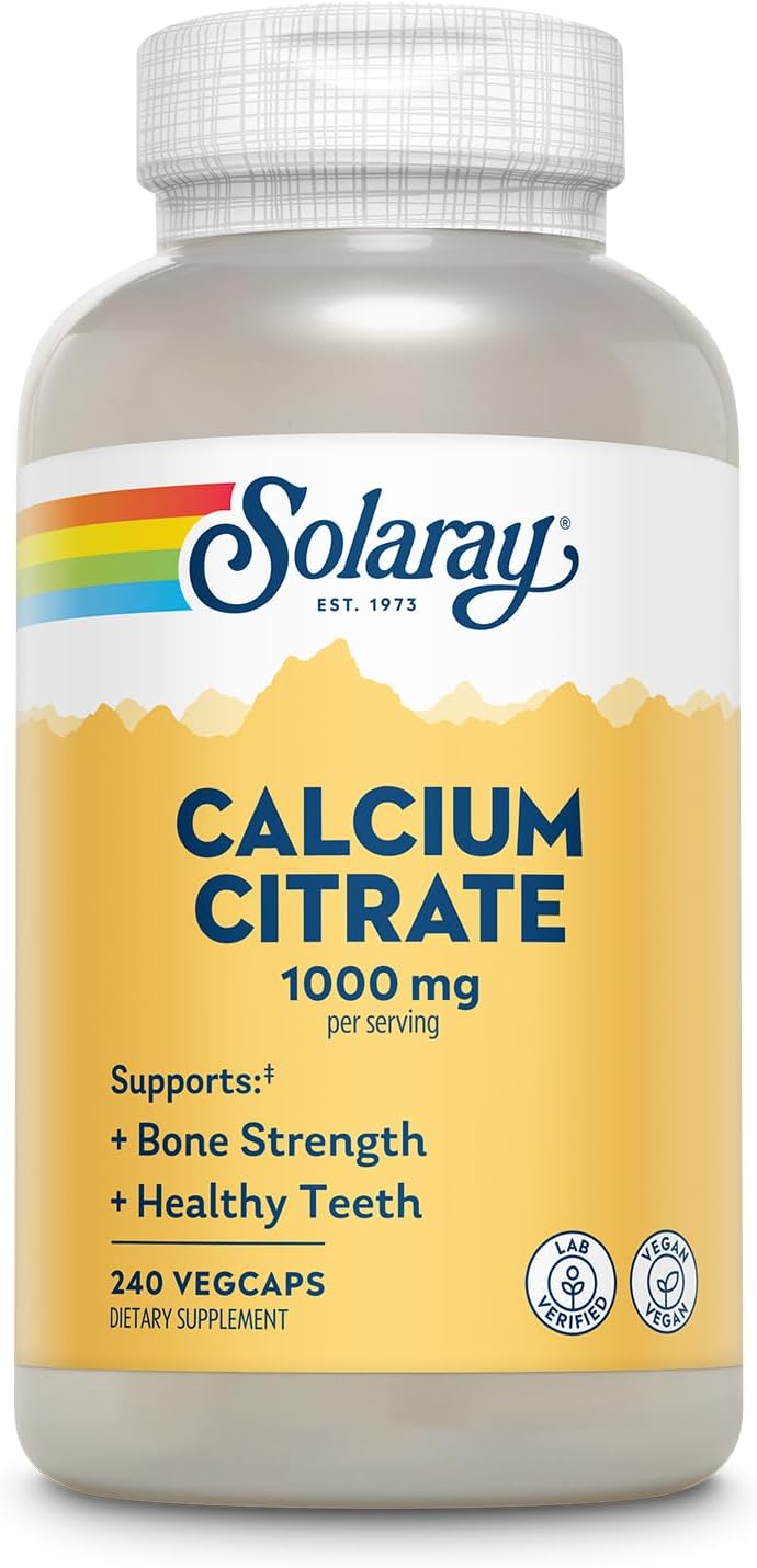 Solaray Calcium Citrate 1000mg - Chelated Calcium Supplement - Supports Bone Str...