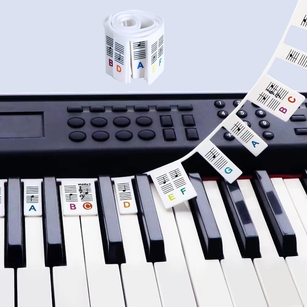 Removable Piano Keyboard Note Labels for 88 Key Full Size Silicone Reusable No N...