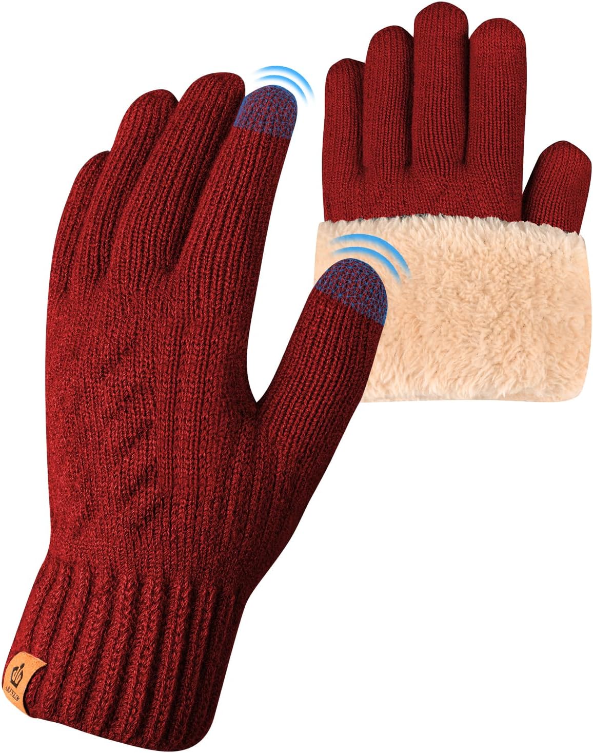 ARFNKIM Winter Thermal Gloves - Fleece Lining Touch Screen Knit Stretchy Warm Gl...