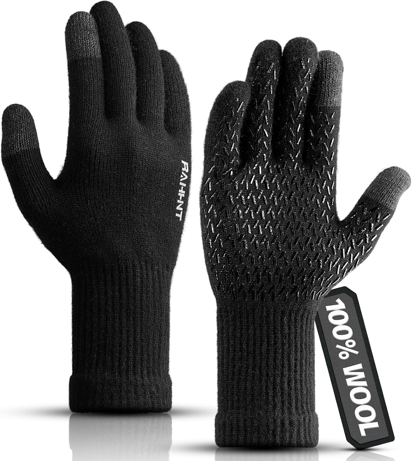 Rahhint Merino Wool Thermal Winter Gloves for Men Women, Touch Screen Gloves Ant...