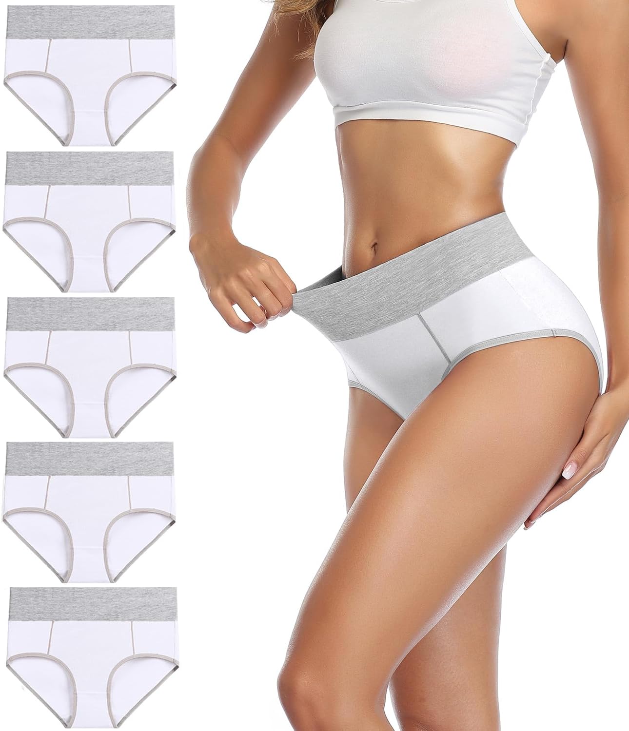 wirarpa Women's Cotton Underwear High Waist Stretch Briefs Soft Underpants Ladie...