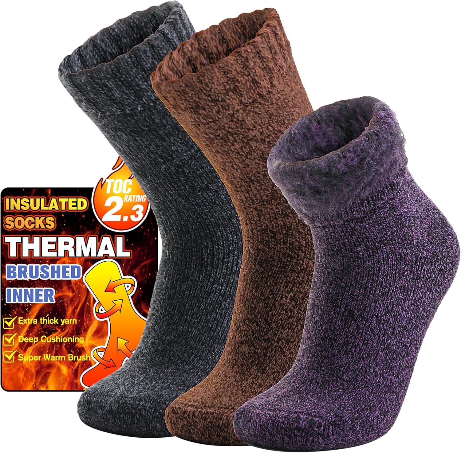 Extra Warm Thermal Socks for Women Winter Ski Thick Boot Insulated Socks for Col...