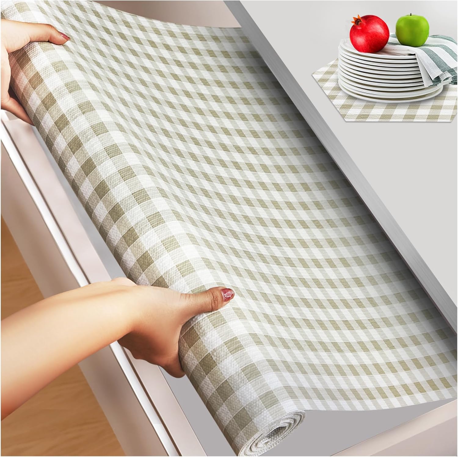 Beautysaid Shelf and Drawer Liner for Ktichen Cabinet, Non Adhesive Non Slip She...
