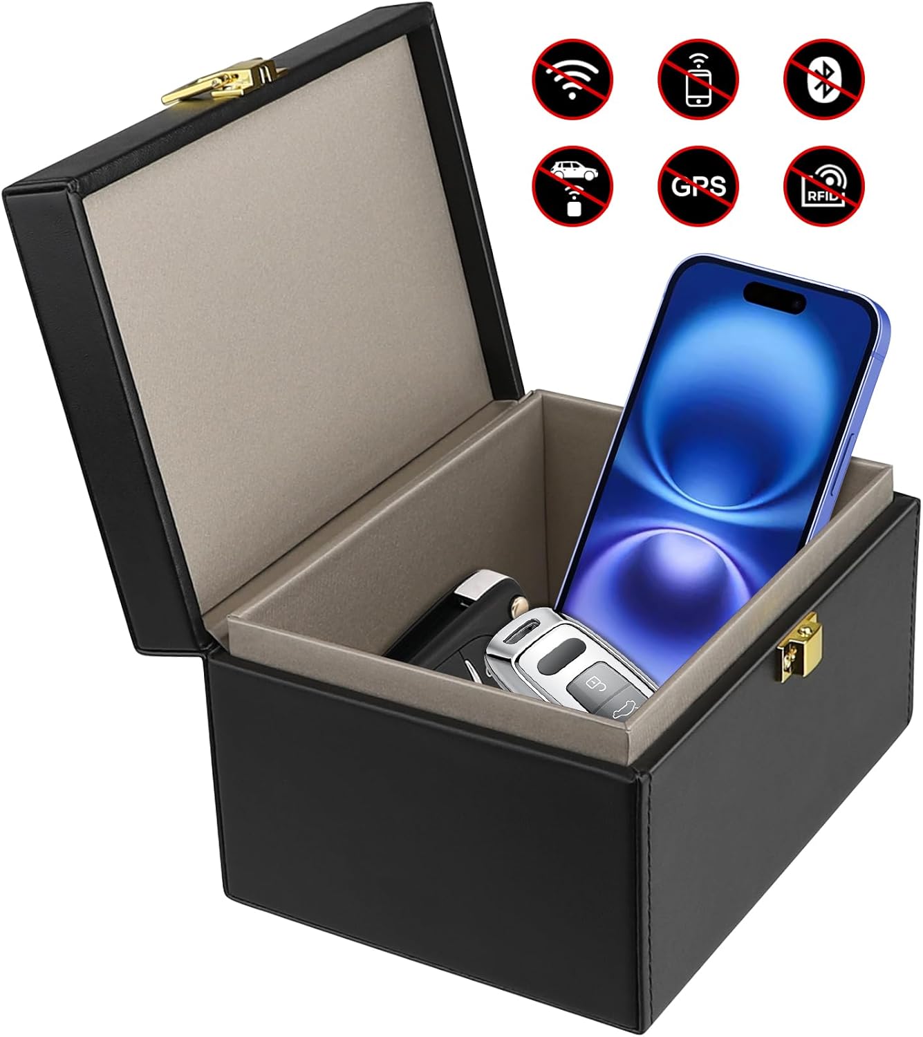 Car Key Signal Blocker Box, [Premium Leather] Diyife 8-12 Car keys Large Capacit...