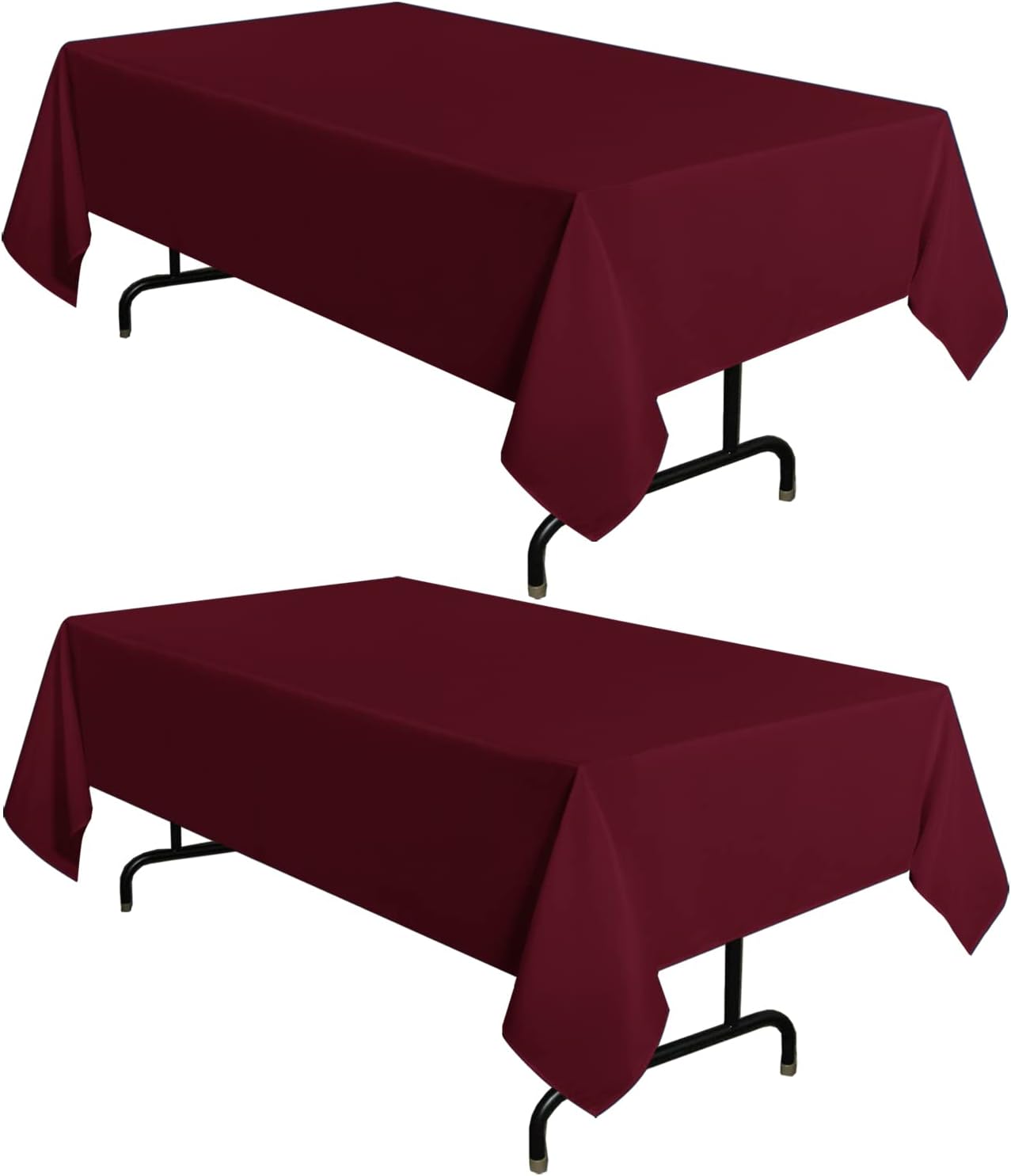 sancua 2 Pack Burgundy Tablecloth 60 x 120 Inch, Rectangle 8 Feet Table Cloth -...