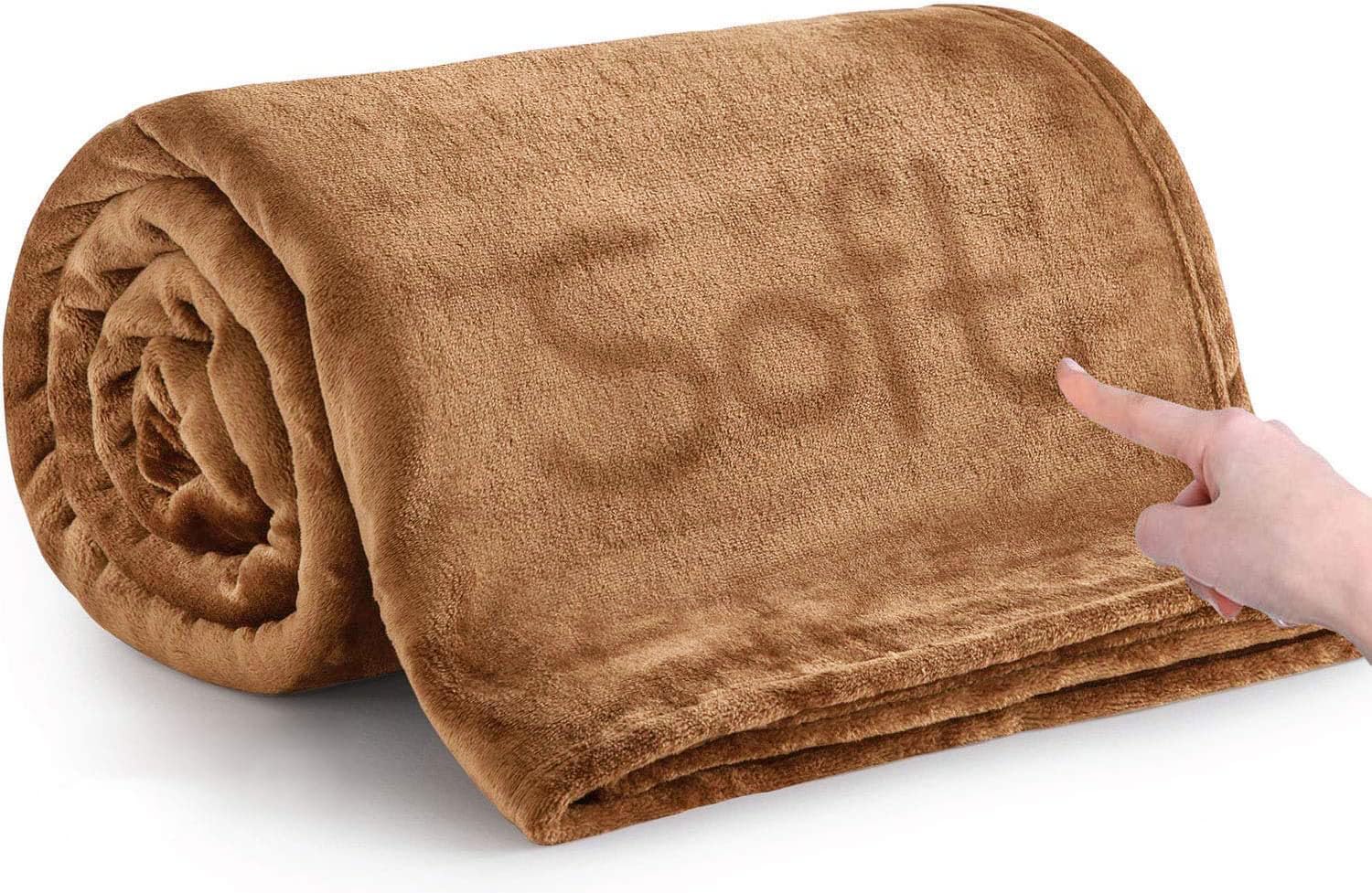 MOONLIGHT20015 Fleece Blanket Throws for Sofas - 400 GSM Camel Blankets Sofa Bed...