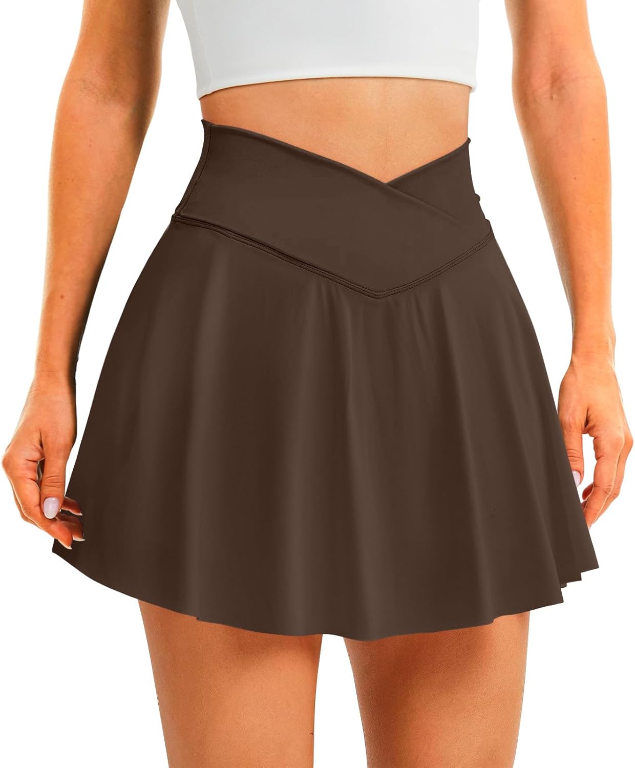 Womens Tennis Skirt with Pockets Shorts Crossover High Waisted Athletic Skorts S...