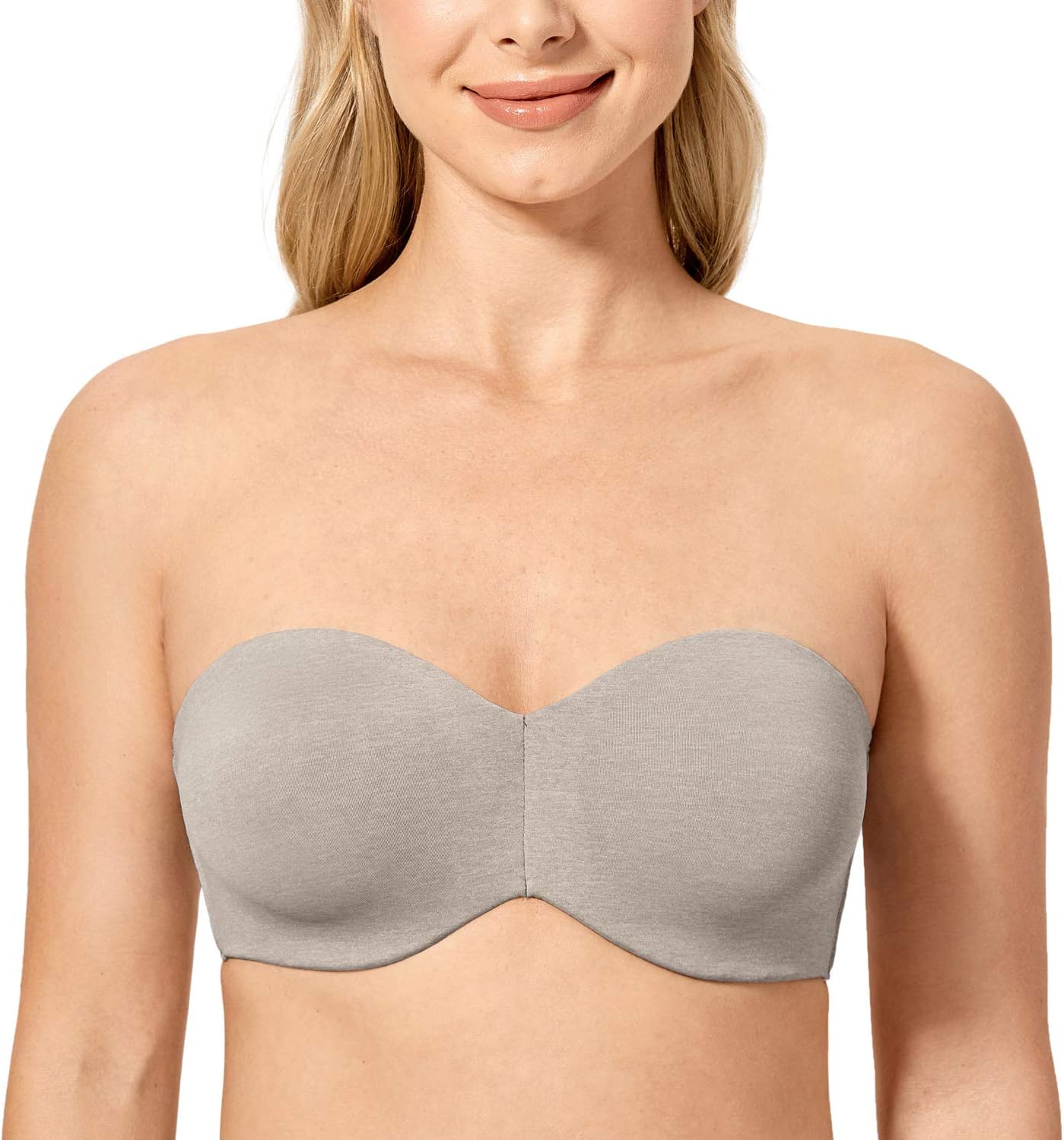 DELIMIRA Women's Strapless Bra Unlined Underwire Minimizer Plus Size Support 32B...