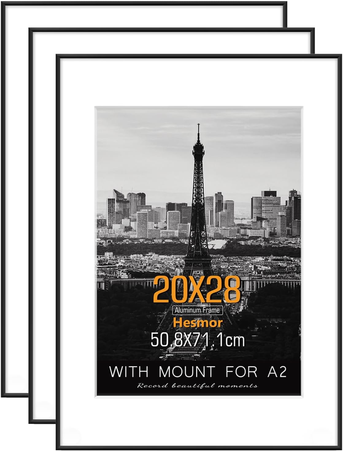 Hesmor Picture Frames 50cm x 70cm Frame Aluminum Acrylic Picture Frames Black, L...