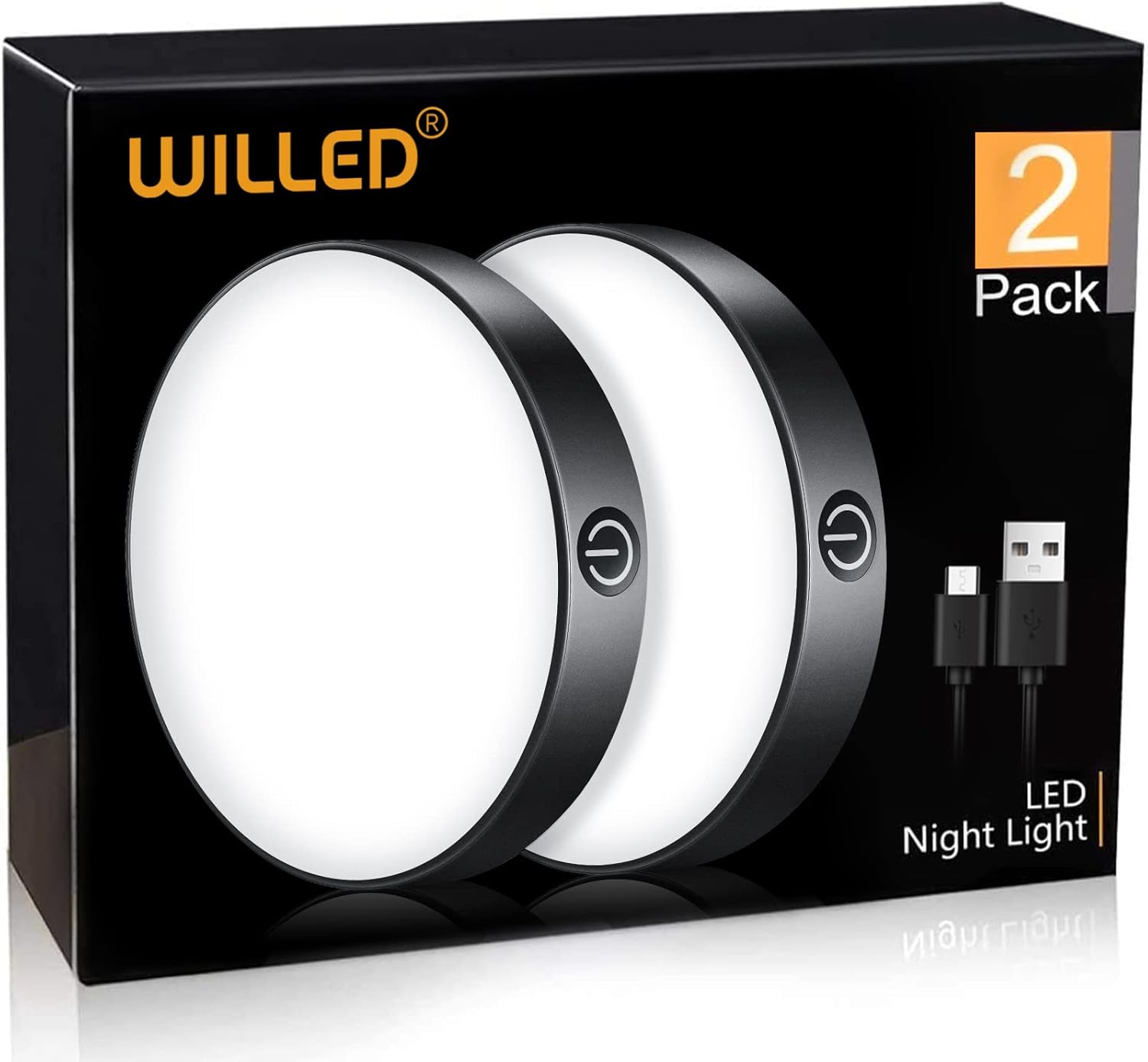 WILLED Tap Light Rechargeable, 6000K Dimmable Touch Light Buit-in 1000mAh Large...