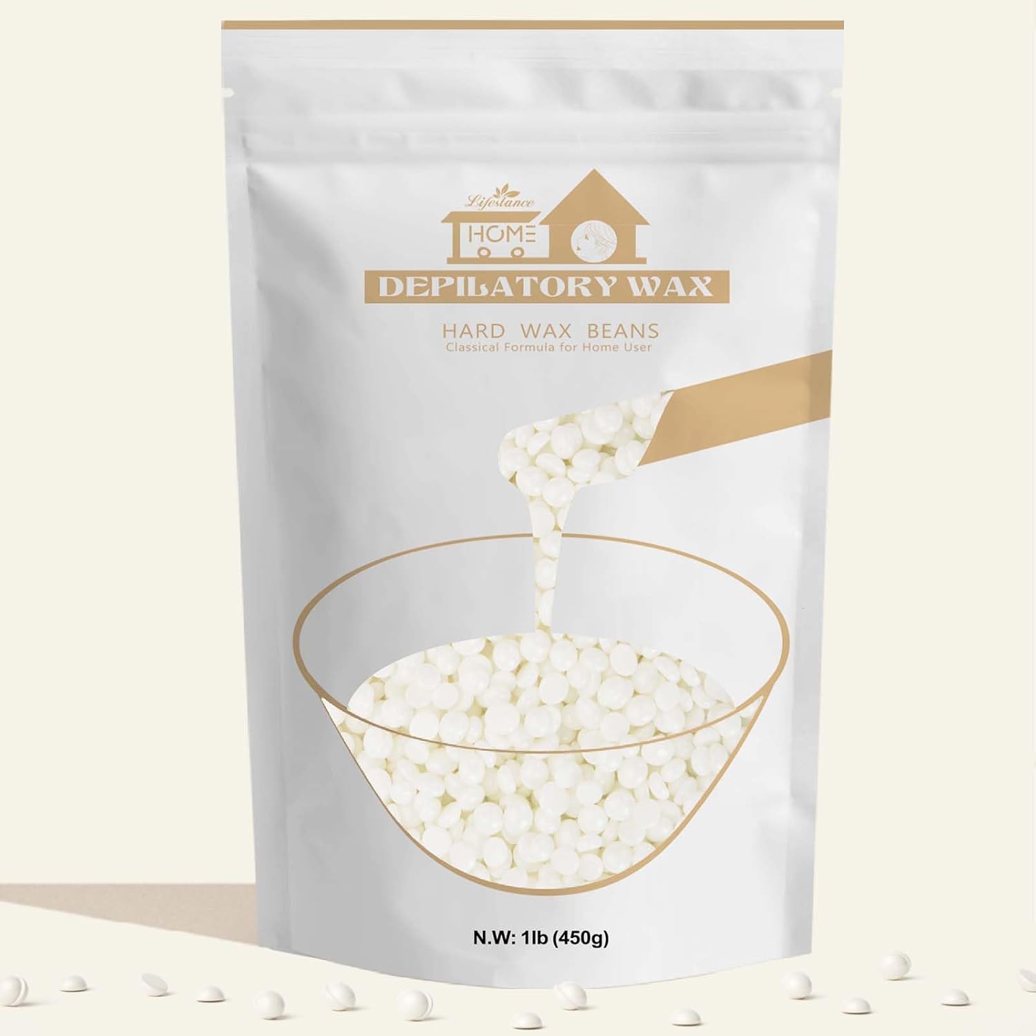 Lifestance Pearl White Waxing Beads, 1lb Unscented Coarse Hair Removal Wax Beans...