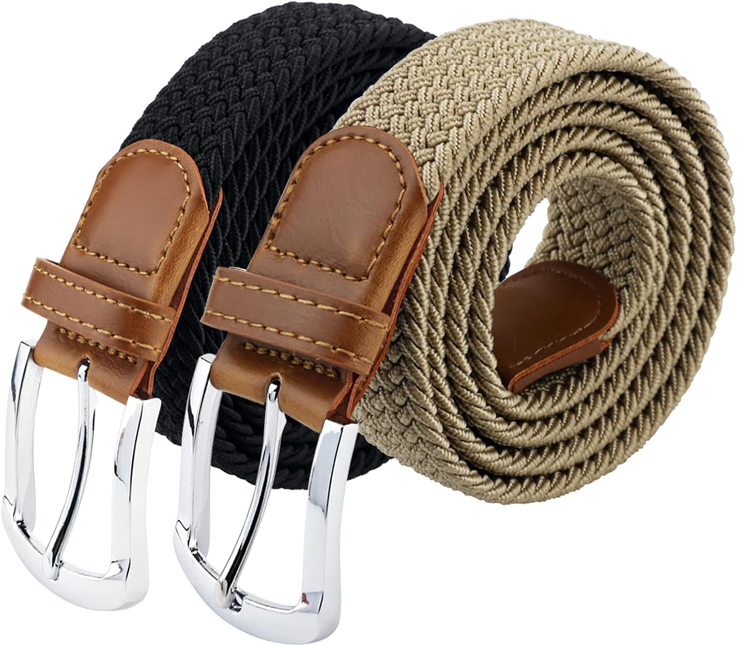 maikun Mens Belt, Elastic Belt for Men, Black Belt Buckle Stretch Woven Belt fit...